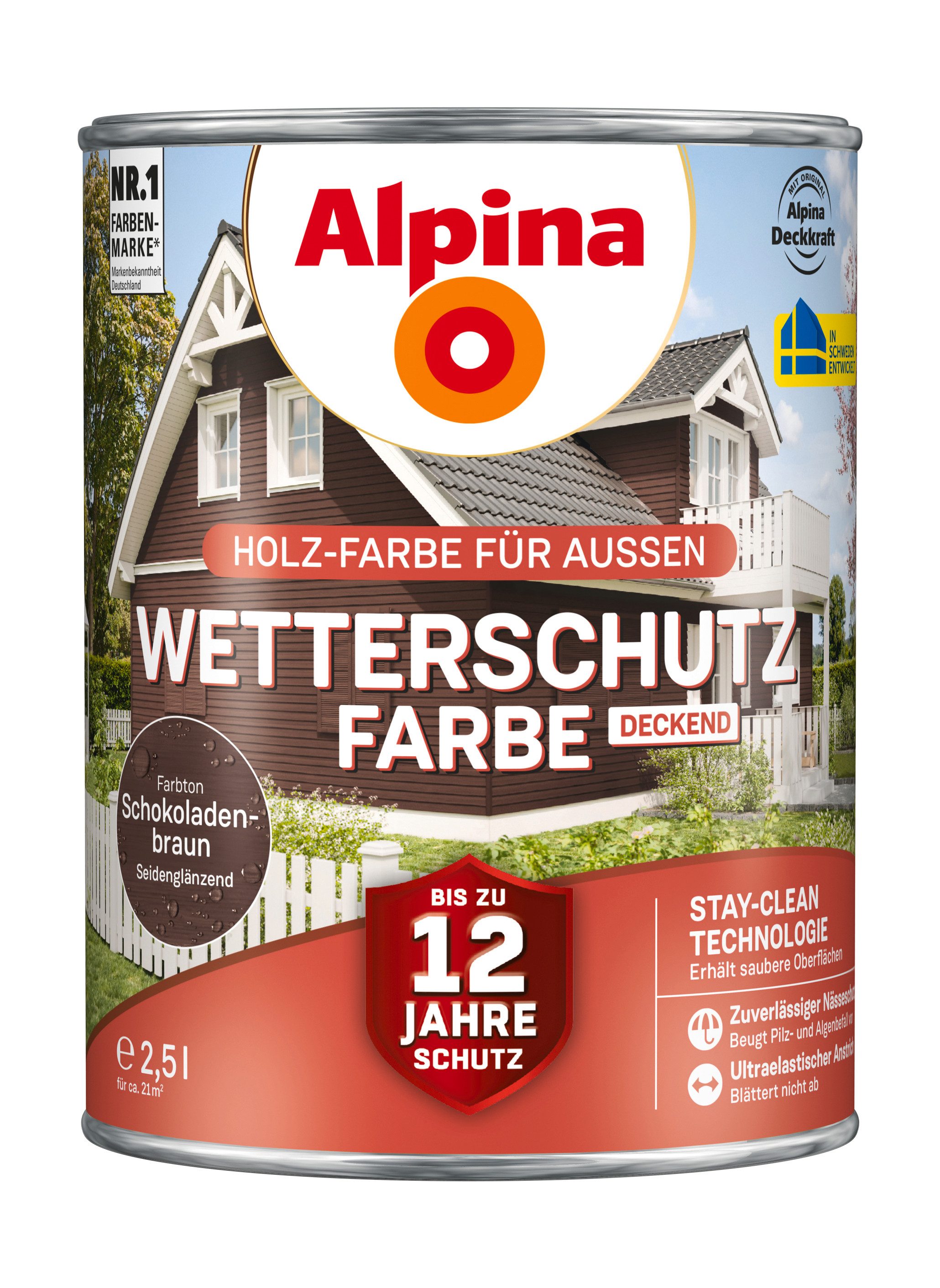 Alpina Holzschutzlasur Alpina Wetterschutz-Farbe deckend seidenmatt