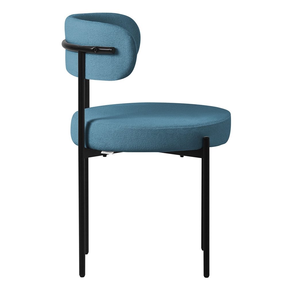 ML-DESIGN Polsterstuhl Esszimmerstühle Gruppe Küchenstuhl aus Teddystoff mit Metallbeinen (2 St), Clubstuhl 2er Set Wohnzimmerstuhl Blau moderne Design Lounge Stuhl