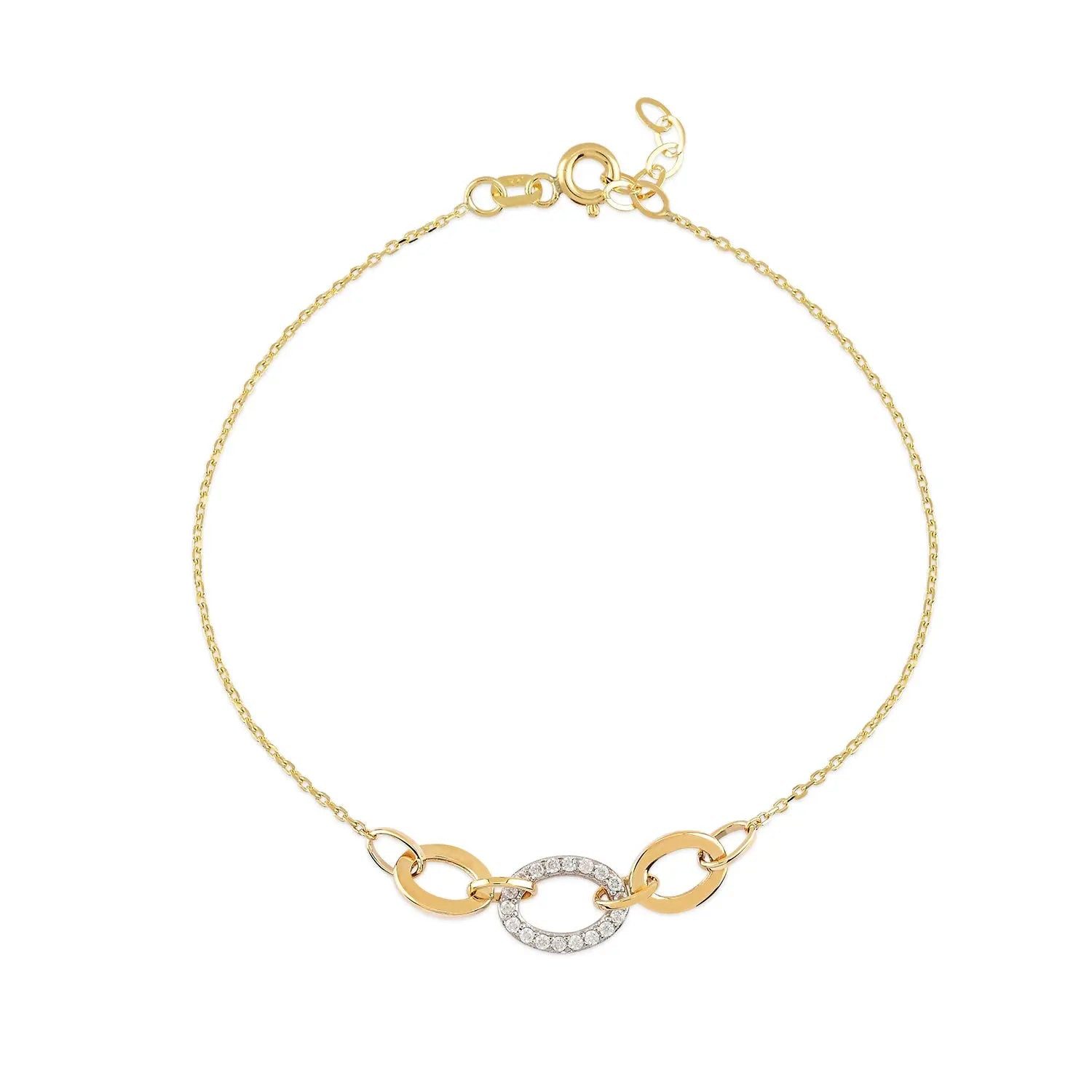 Suzan Gold Charm-Armband 375 Echtgold Linkora Zirkonia-Verbindung