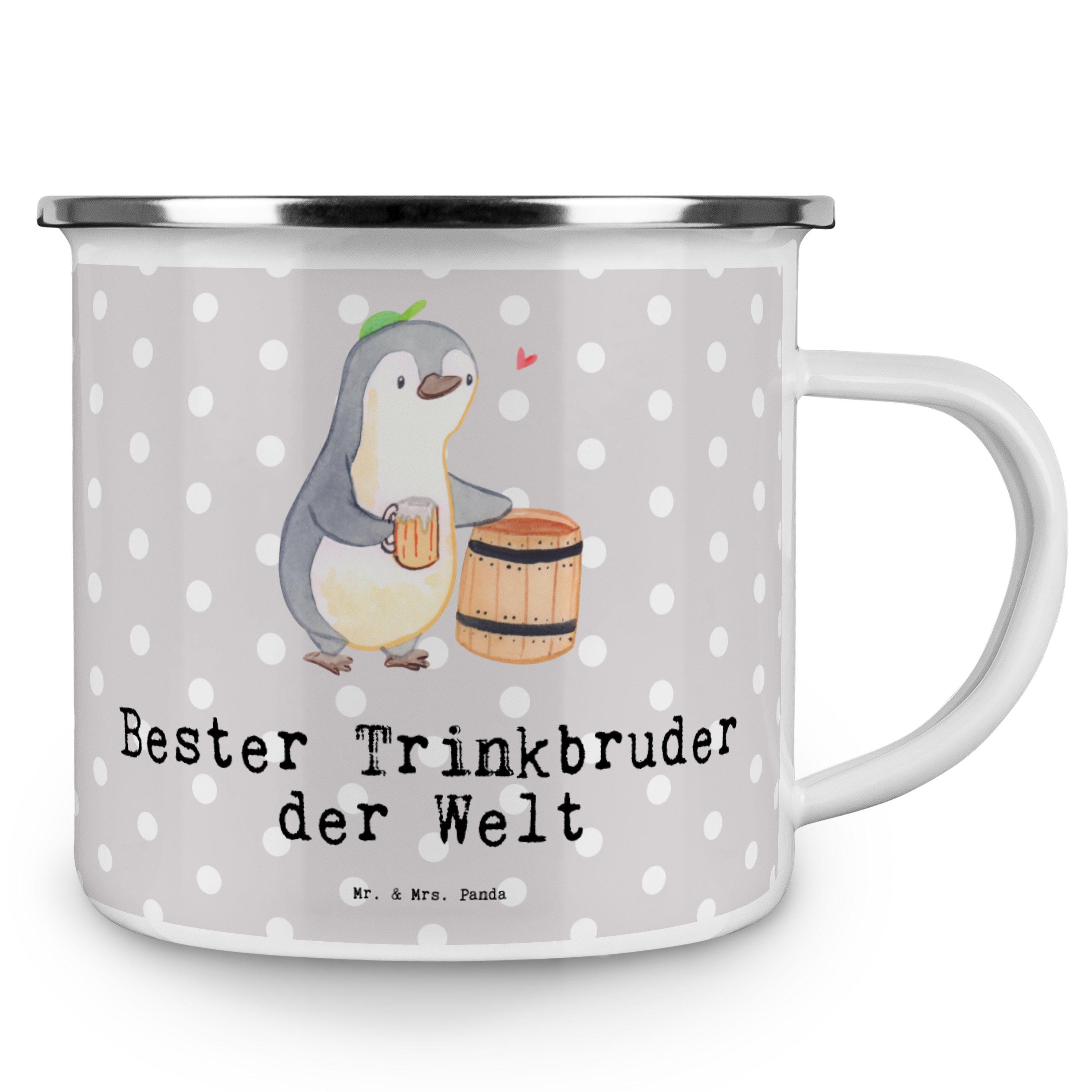 Welt Grau - & Outdoo, Mrs. Mr. Trinkbruder Bester Pastell Emaille Geschenk, der Becher Panda Pinguin -