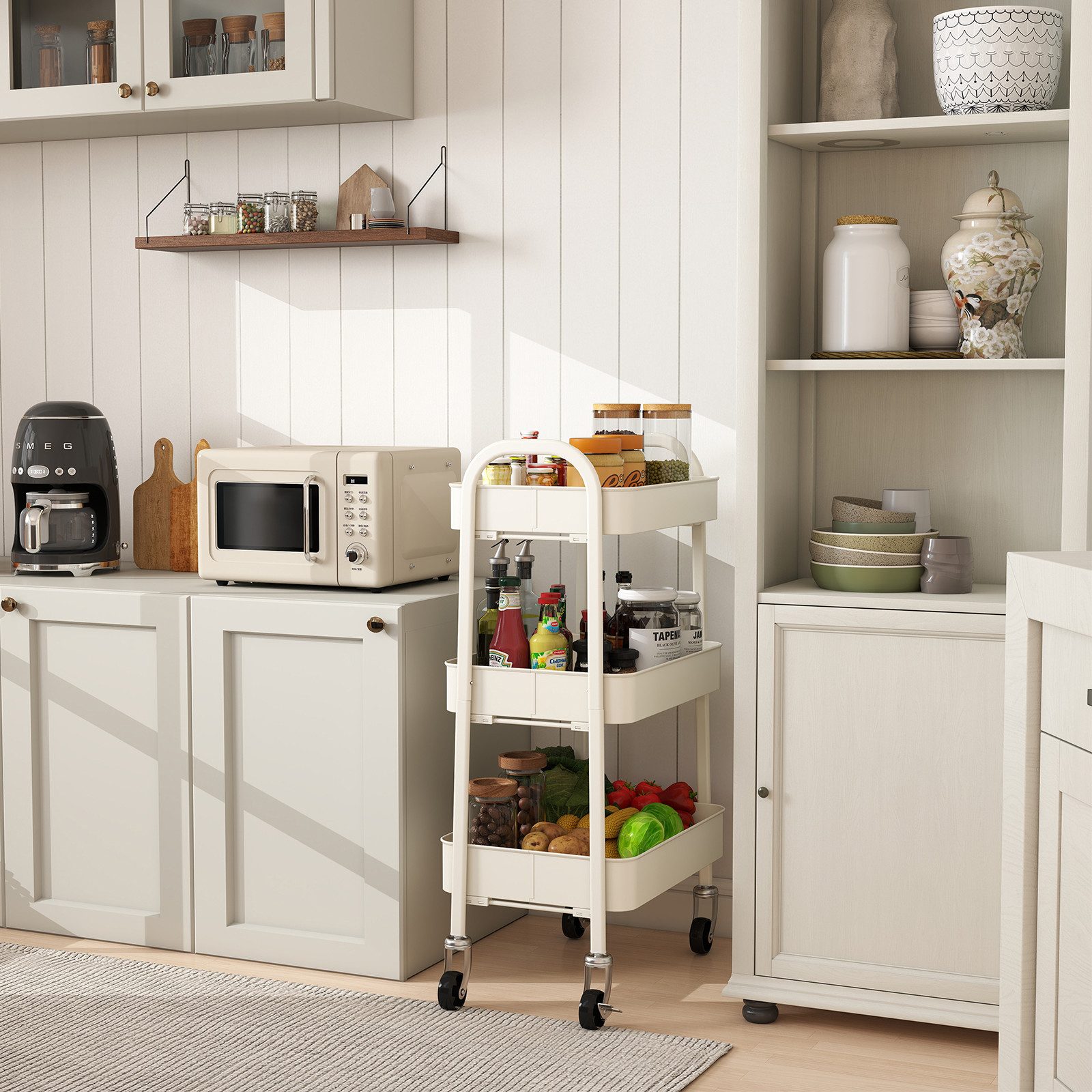 Sekey Küchenwagen Servierwagen mit Rollen Beistellwagen mit 3 Ablageebenen günstig online kaufen