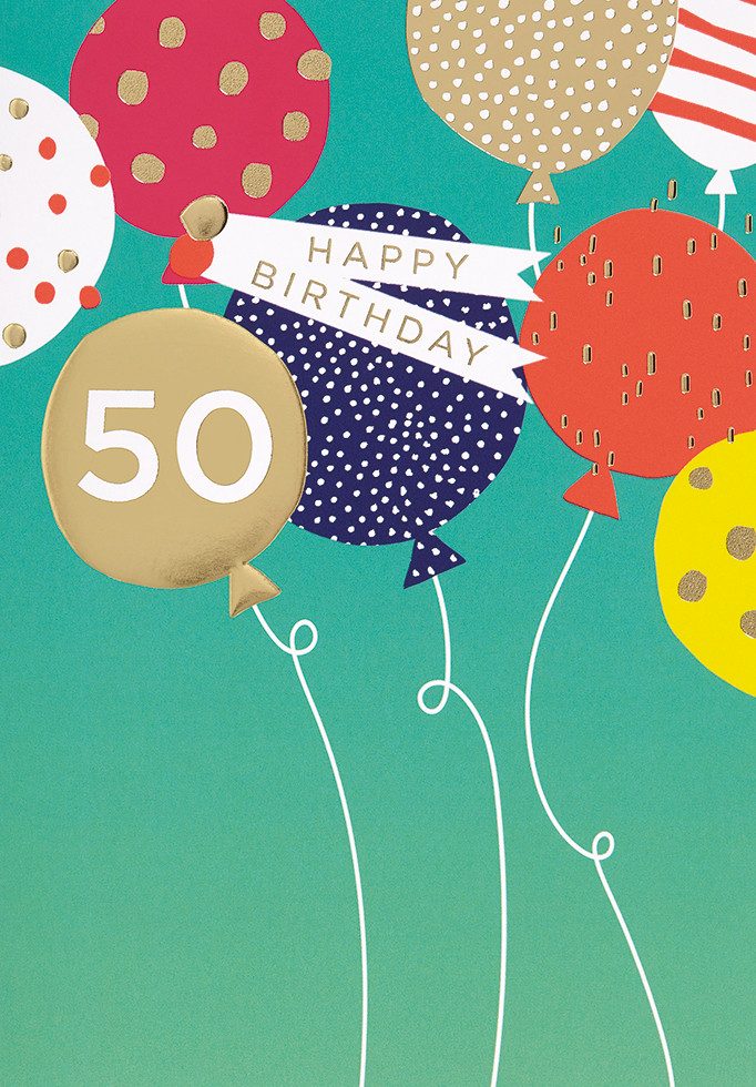 Grußkarten 50 Geburtstag Glückwunschkarte im Format 115x17cm mit Umschlag