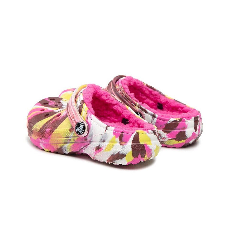 Crocs Damen/ Kinder Classic Lined Marbled Electric Pink/ Multi gefüttert Clog