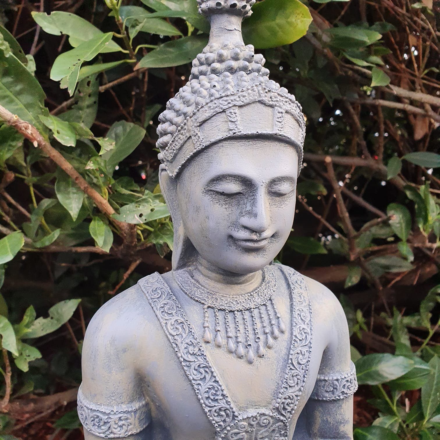 Aspinaworld Tempelwächter 76 Schale Figur mit grau Buddha Gartenfigur cm wetterfest