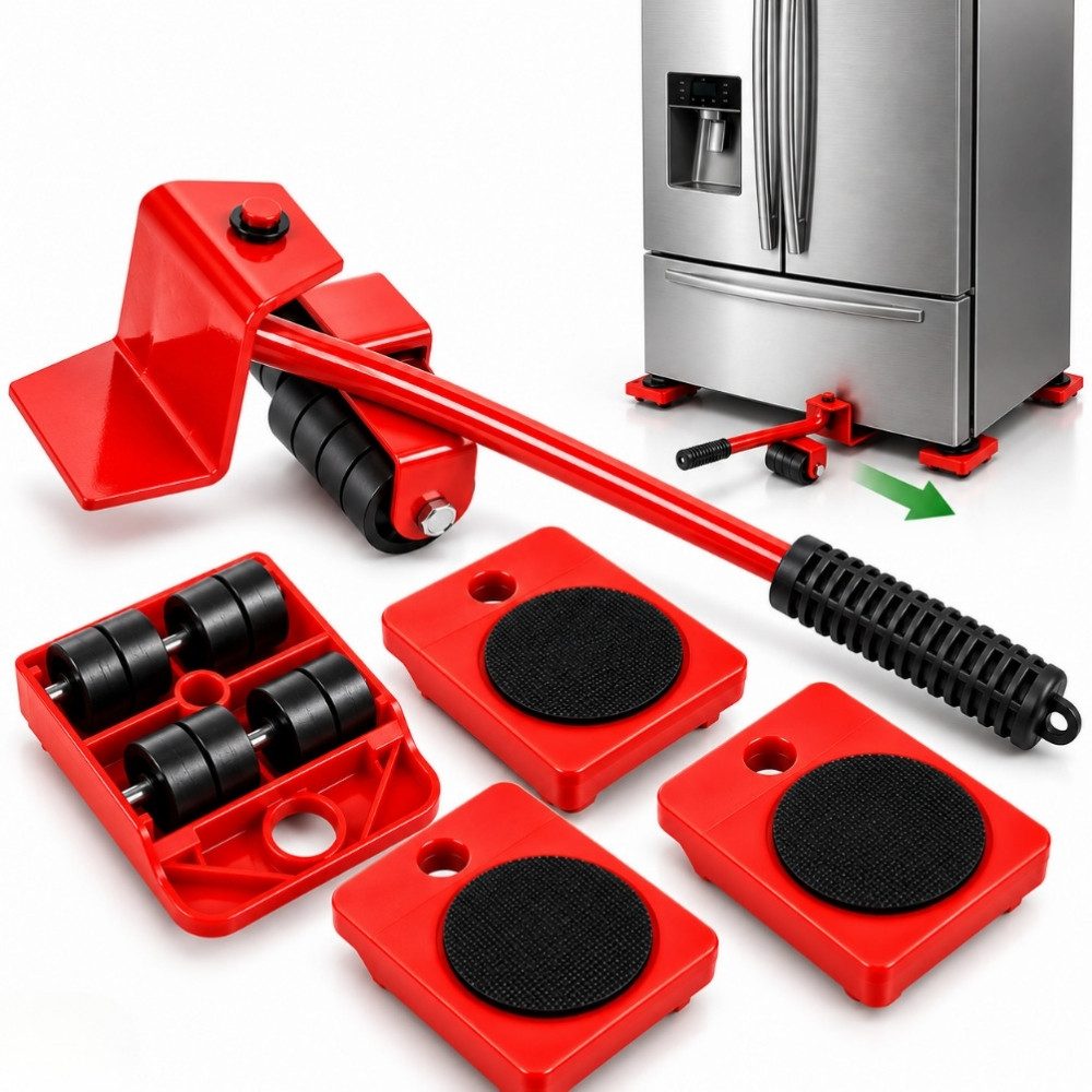 Hard-er Möbelrolle Möbeltransport-Set mit Heber und 4 Rollen bis 150 kg, (Möbeltransport-Set, 1 Möbelheber und 4 Möbelrollen), bodenschonend und kraftsparend beim Möbelrücken