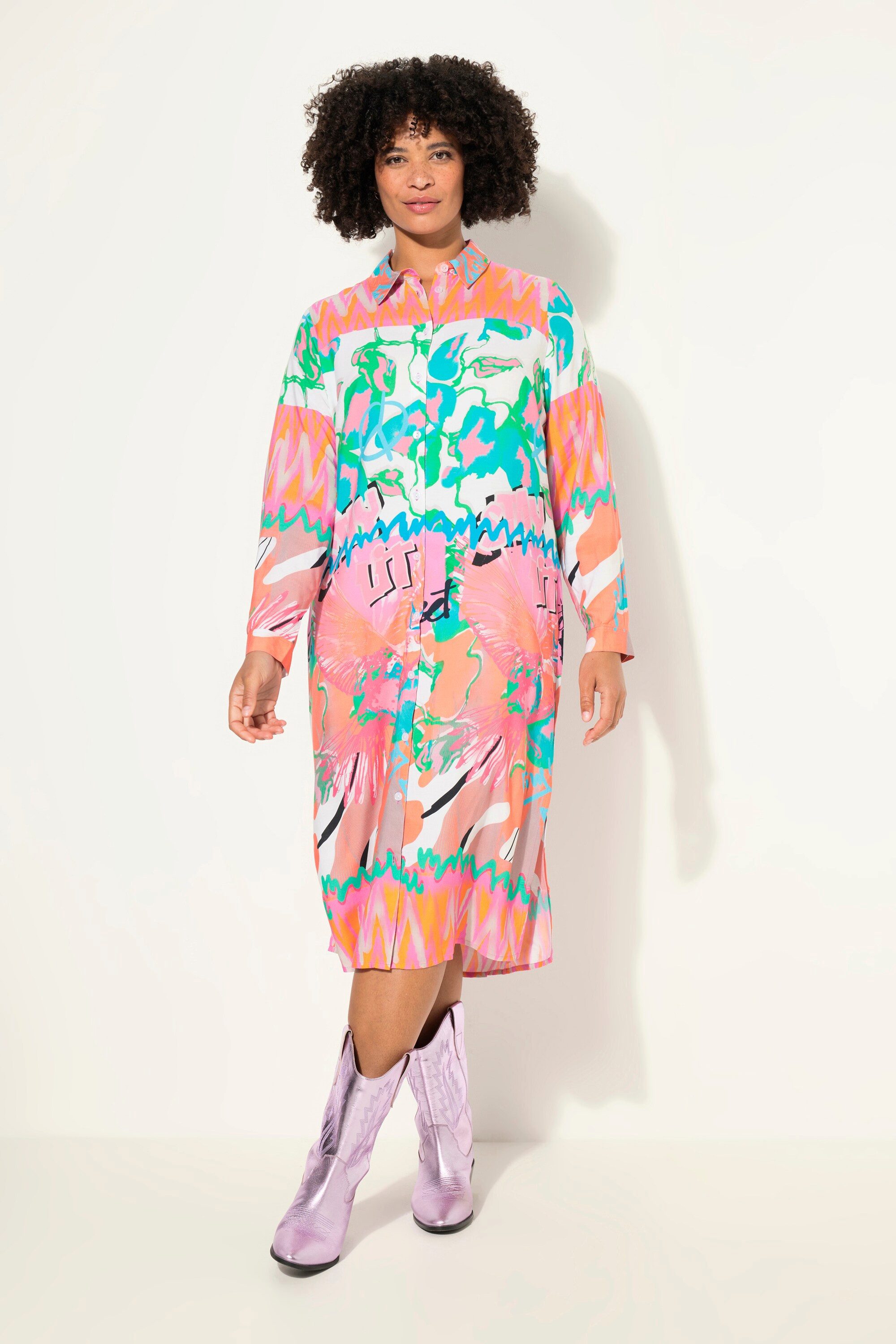 Angel of Style Midikleid Hemdblusen-Midikleid Allover-Druck günstig online kaufen