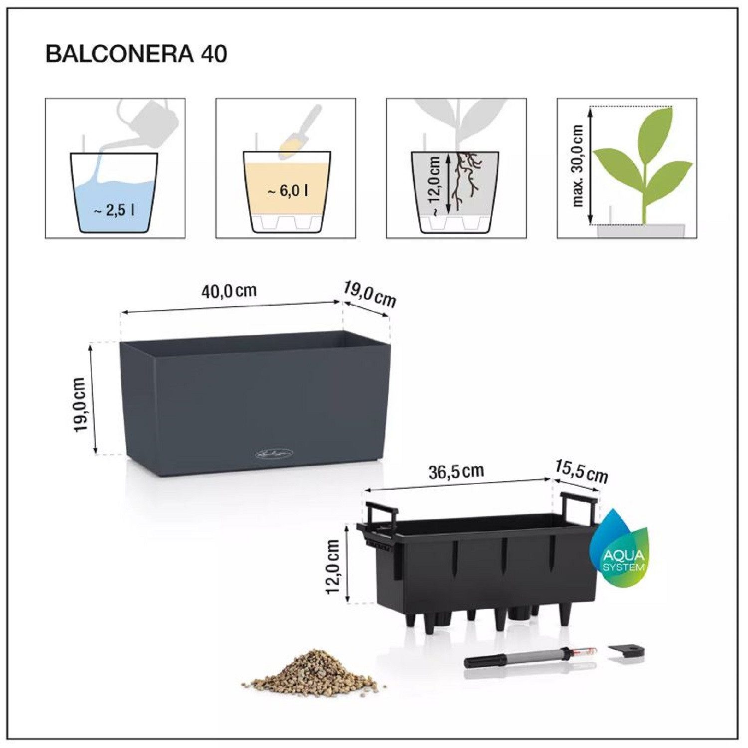 Lechuza® Balkonkasten Balconera Cottage 40 sandbraun