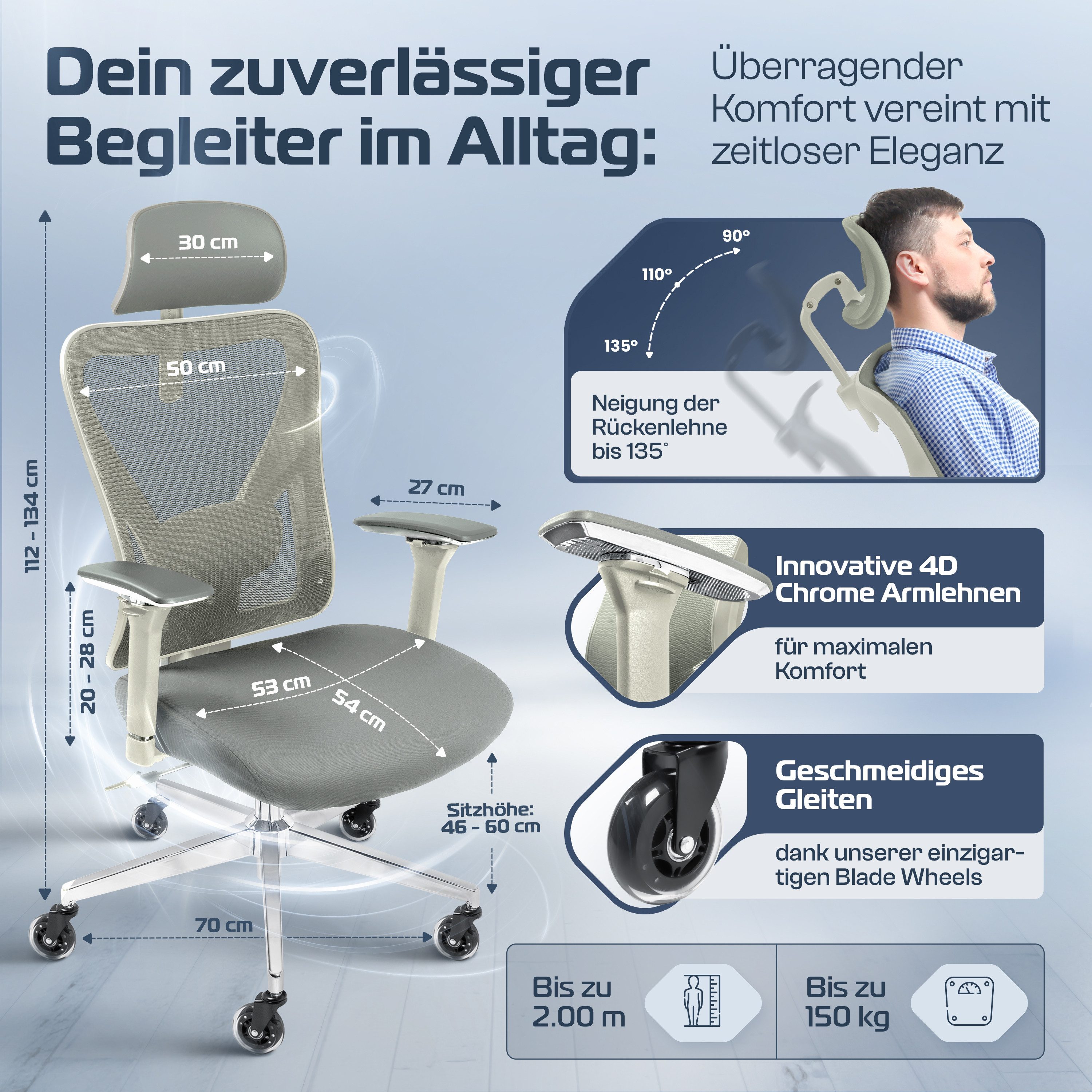 CLOUVOU Bürostuhl ergonomisch, CleverSeat Schreibtischstuhl bis günstig online kaufen
