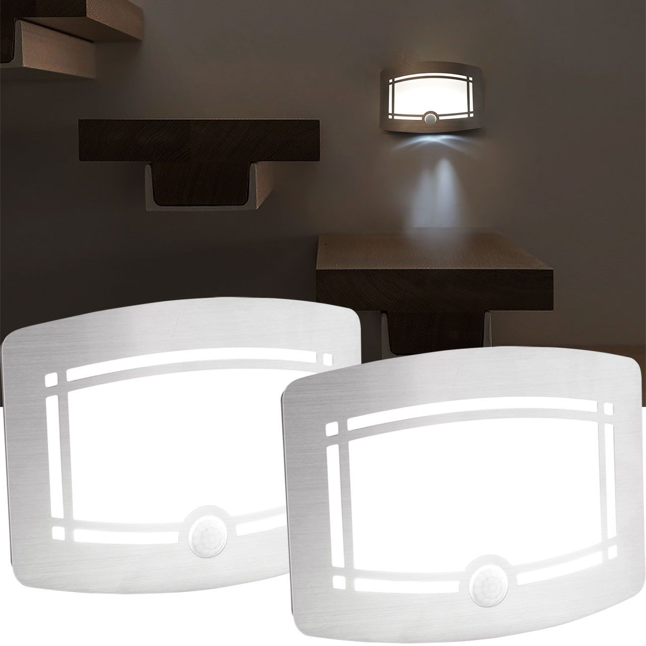 Casativo LED Wandleuchte Helle Batterie-LED-Wandleuchte 40lm Sensorleuchte Reichweite 3m, (12 LEDs, 0,9 Watt, 4000K), LED fest integriert, PIR-Bewegungssensor/Lichtsensor/15x11x4 cm/Erfassungswinkel 100°