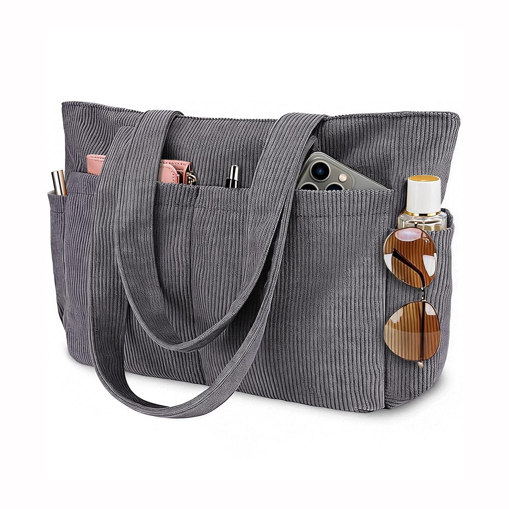 Zaewry Schultertasche Damen-Cord-Schultertasche, große Tragetasche mit viel Stauraum, modische Handtasche für Arbeit, Fitnessstudio, Schule oder Reisen
