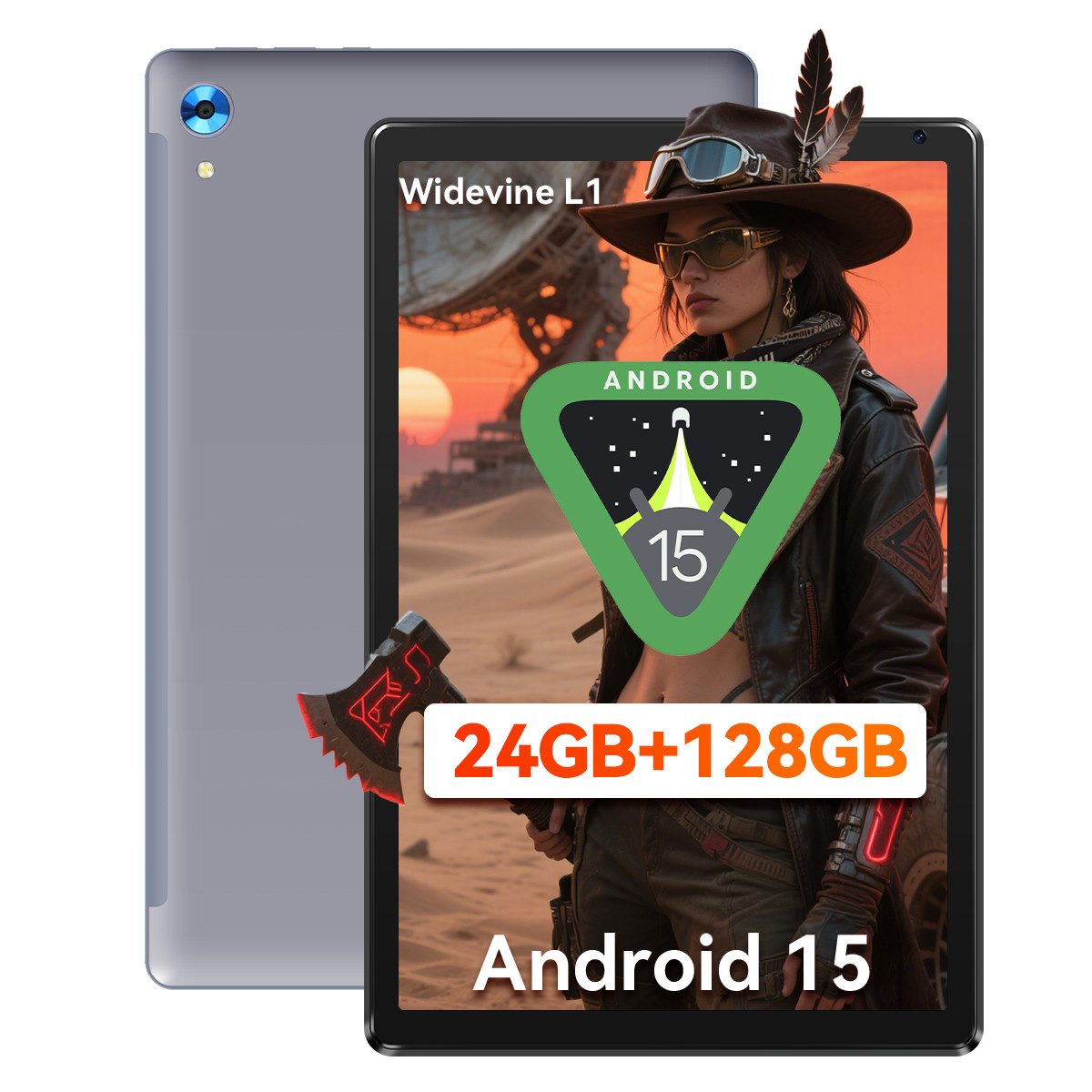 BUFO 10,1 Zoll, Octa-Core 4GB/6GB RAM+128GB, 1280x800 IPS HD, Android 15/16 Tablet (10", 128 GB, Android 15, WiFi 6, HD-IPS-Blaulichtfilter, 5G/2.4G WiFi, 24(4+20)GB RAM)