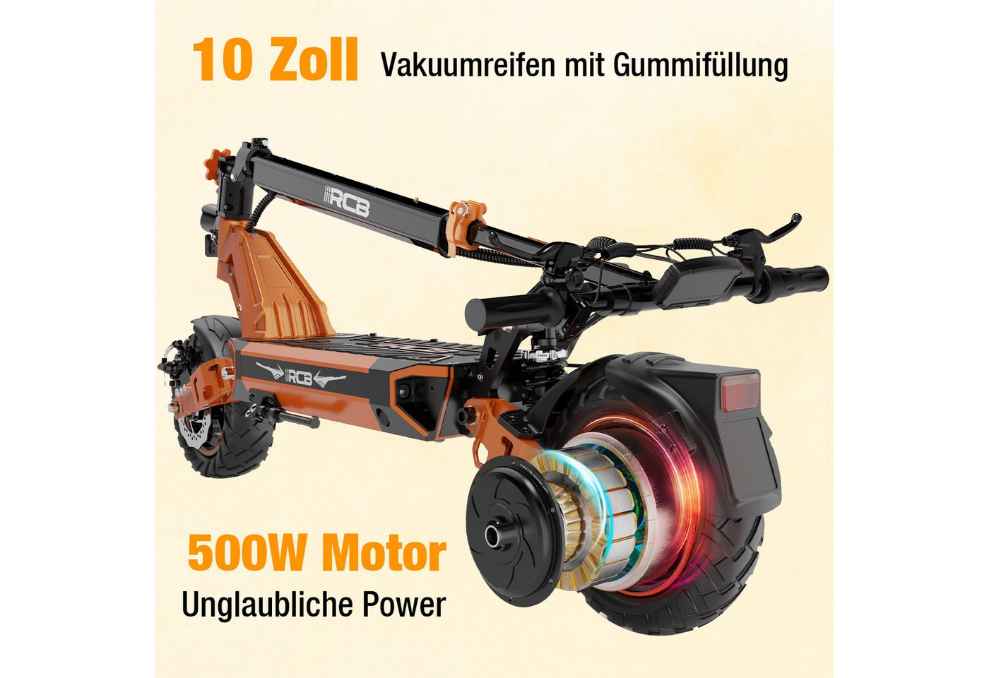 Thumbnail - RCB TECH E-Scooter D7/D7PRO ABE,90-120KM Reichweite,10"mit Straßenzulassung Elektroroller, 500,00 W, 20,00 km/h, mit APP