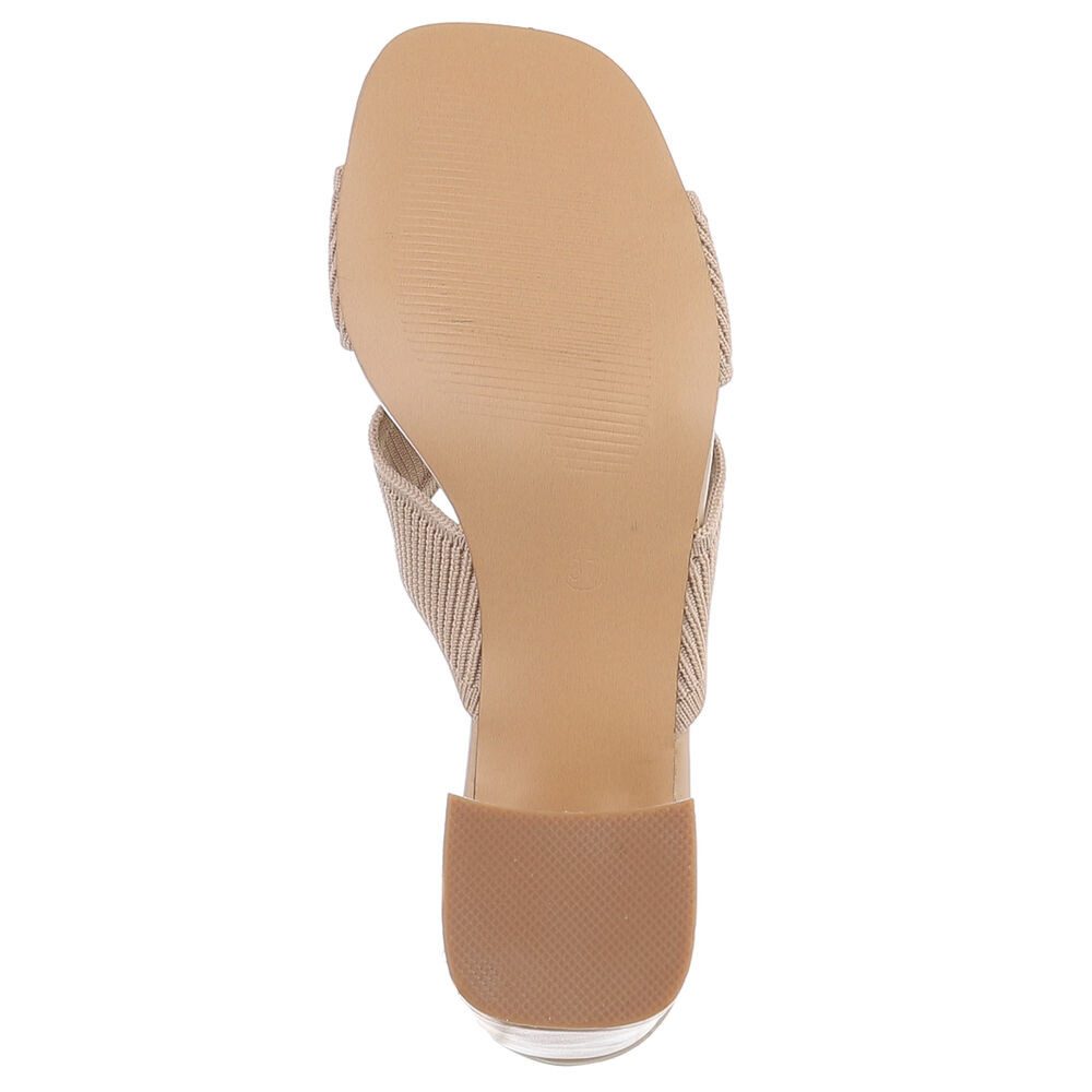 Ital-Design Damen Sandaletten mit Blockabsatz und Riemen Pantolette (91742704) Blockabsatz Sandalen & Sandaletten in Hellbraun