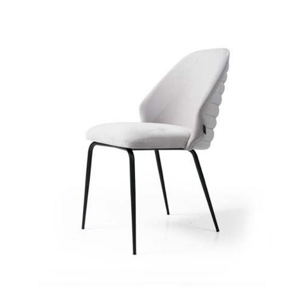 JVmoebel Esszimmerstuhl Eleganter Stuhl aus weißem Edelstahl mit pflegeleichtem Textilbezug (1 St), Made in Europa