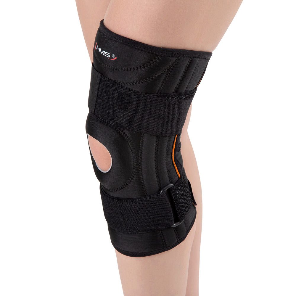 HMS Kniebandage Kniestütze Knieorthese Sportbandage (Spar-Set, 1-tlg., 30 cm elastisch), Klettverschluss, Seitenstabilität, Gel-Kissen
