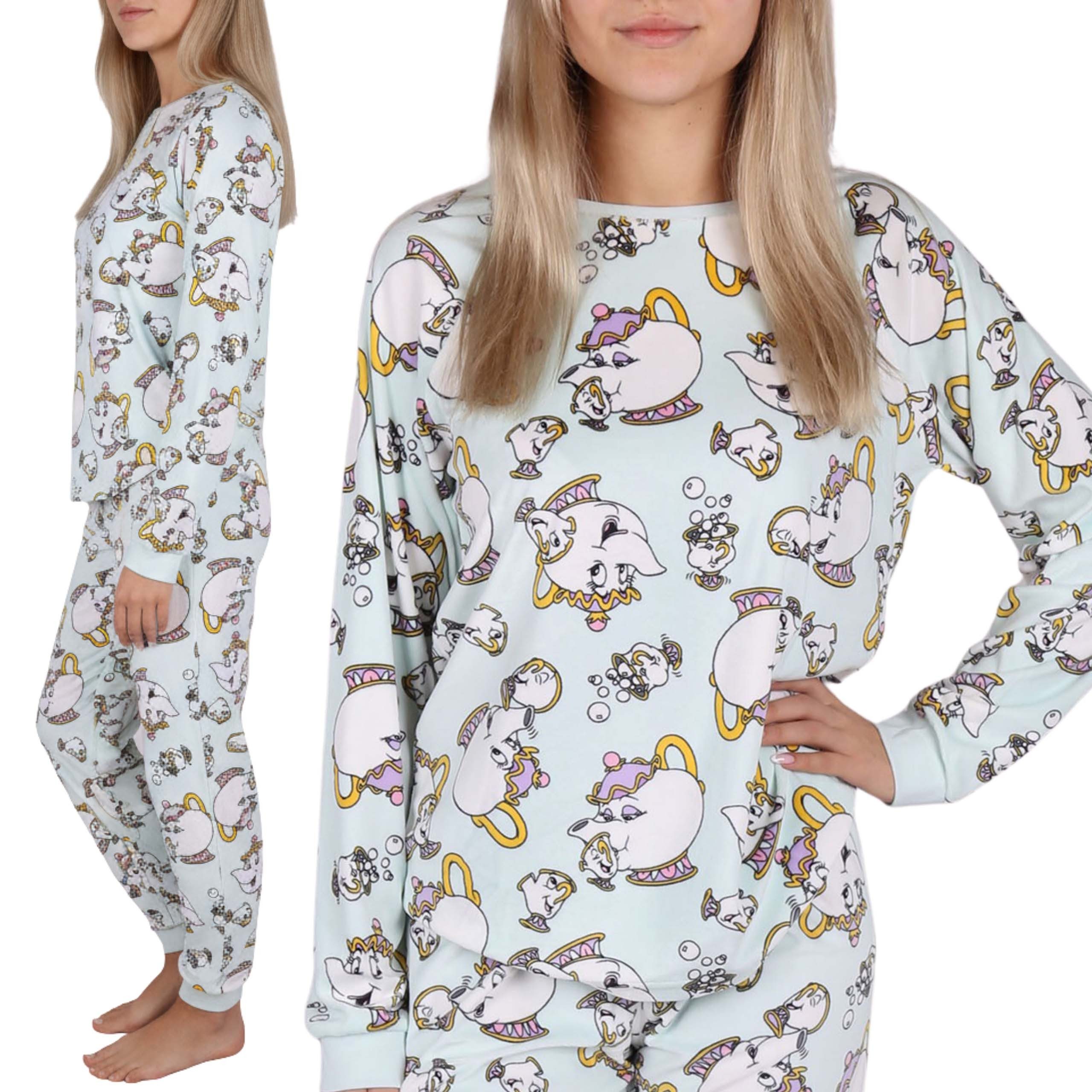 Sarcia.eu Schlafanzug Disney Die Schöne und das Biest Damenpyjama mit langer Hose & Langarm