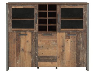 expendio Wohnzimmer-Set Cedric, (Spar-Set, 6-St), Old Wood Vintage braun mit Couchtisch mit hochklappbarer Tischplatte