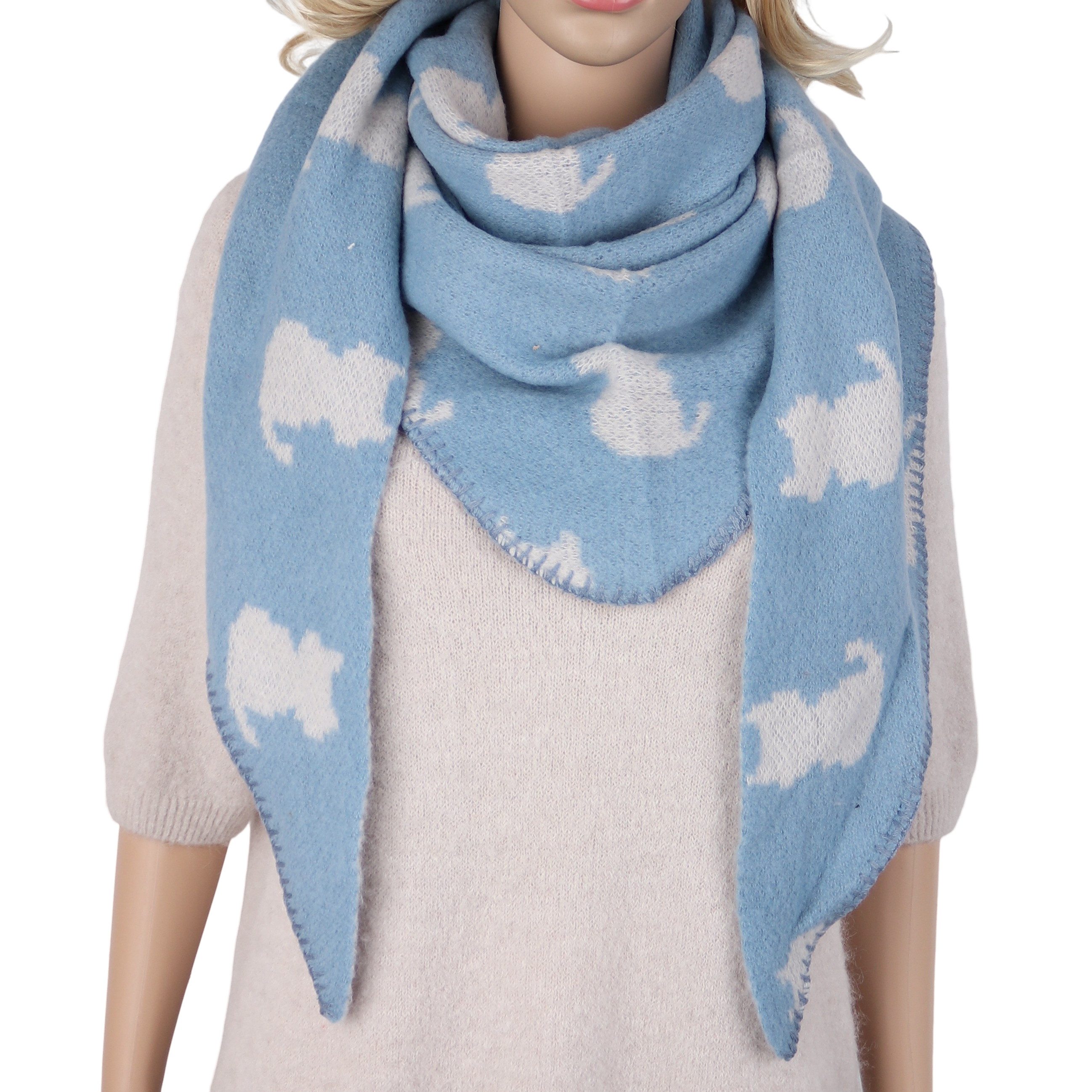 MIRROSI Dreieckstuch Damen weiches Tuch 85x190 cm mit Katzenmuster, (Neue Kollektion Herbst/Winter 2026), mit Katzenmuster