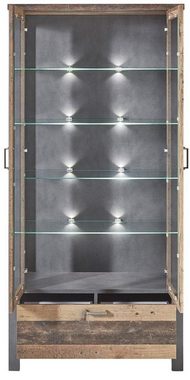 Innostyle Vitrine Vitrine CARDIFF mit LED Beleuchtung - Vintage Style Mix dark