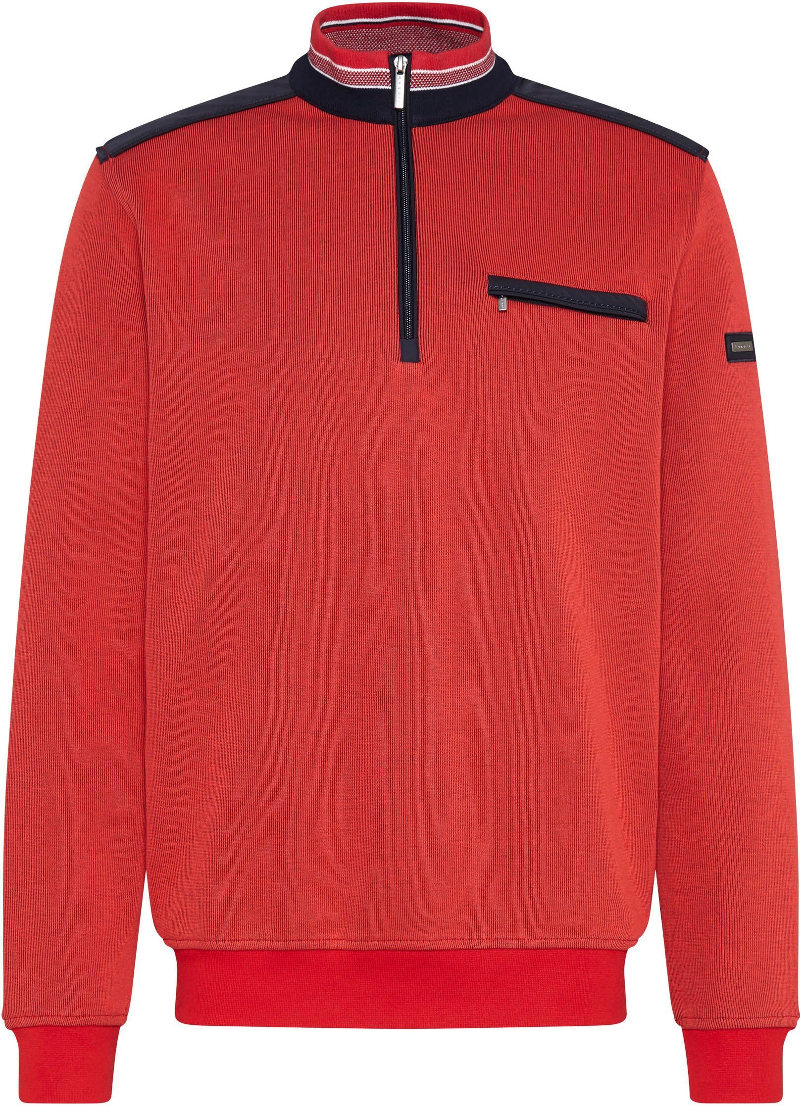 Half-Zipper rot bugatti mit Sweatshirt