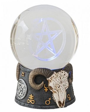Horror-Shop Dekofigur Baphomet Wahrsagekugel mit Pentagramm & LED als Ha