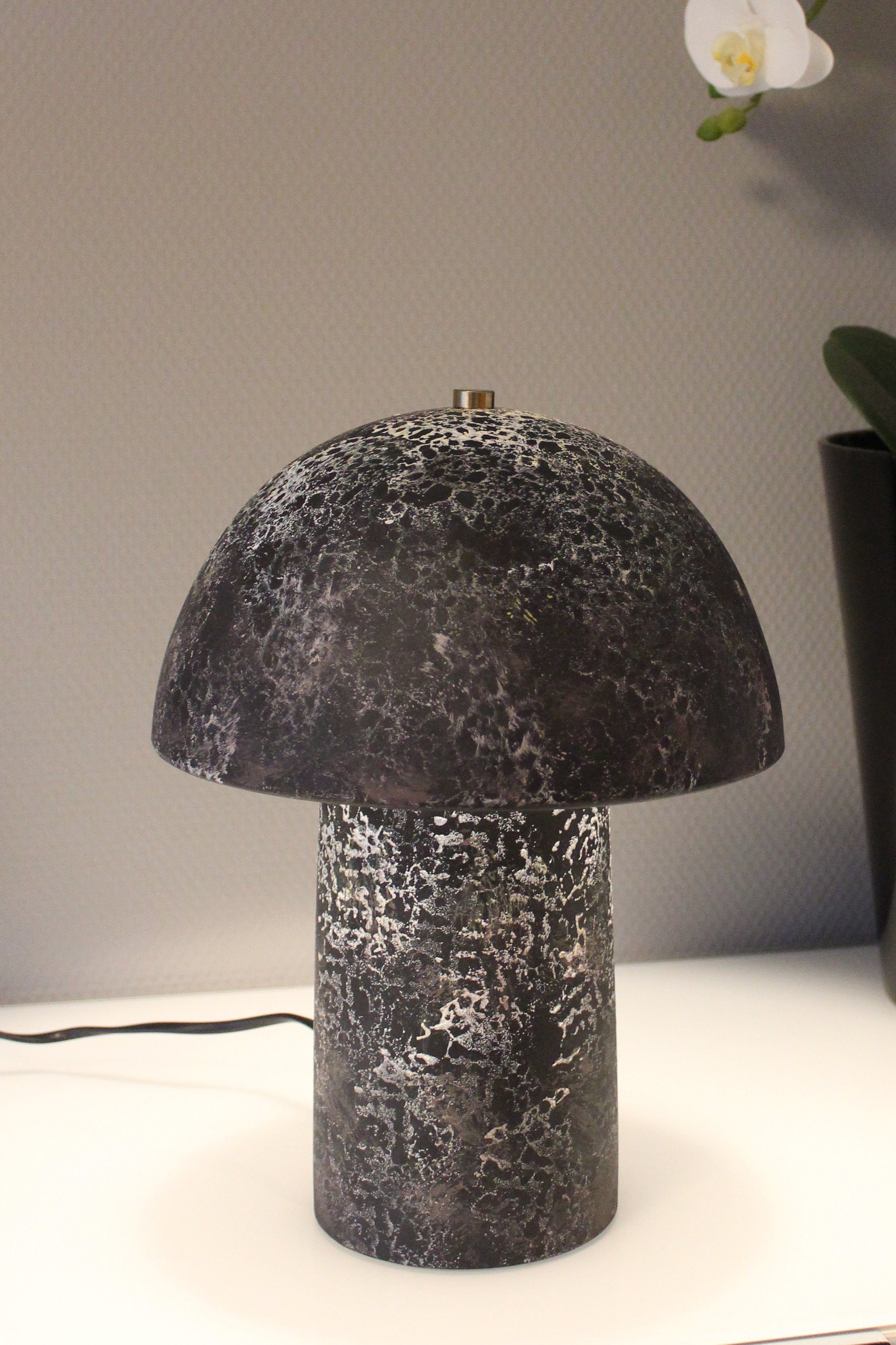 ohne Steinoptik Pilz 23x30 Nachttischlampe Arnusa Leuchtmittel cm, Tischleuchte Keramik