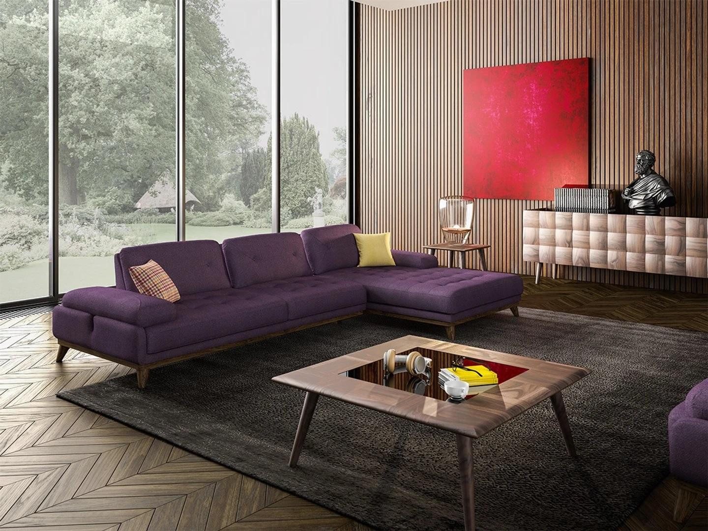 Xlmoebel Ecksofa Violettes L-Form Sofa mit luxuriösem Design für stilvolle Wohnräume, Hergestellt in Europa