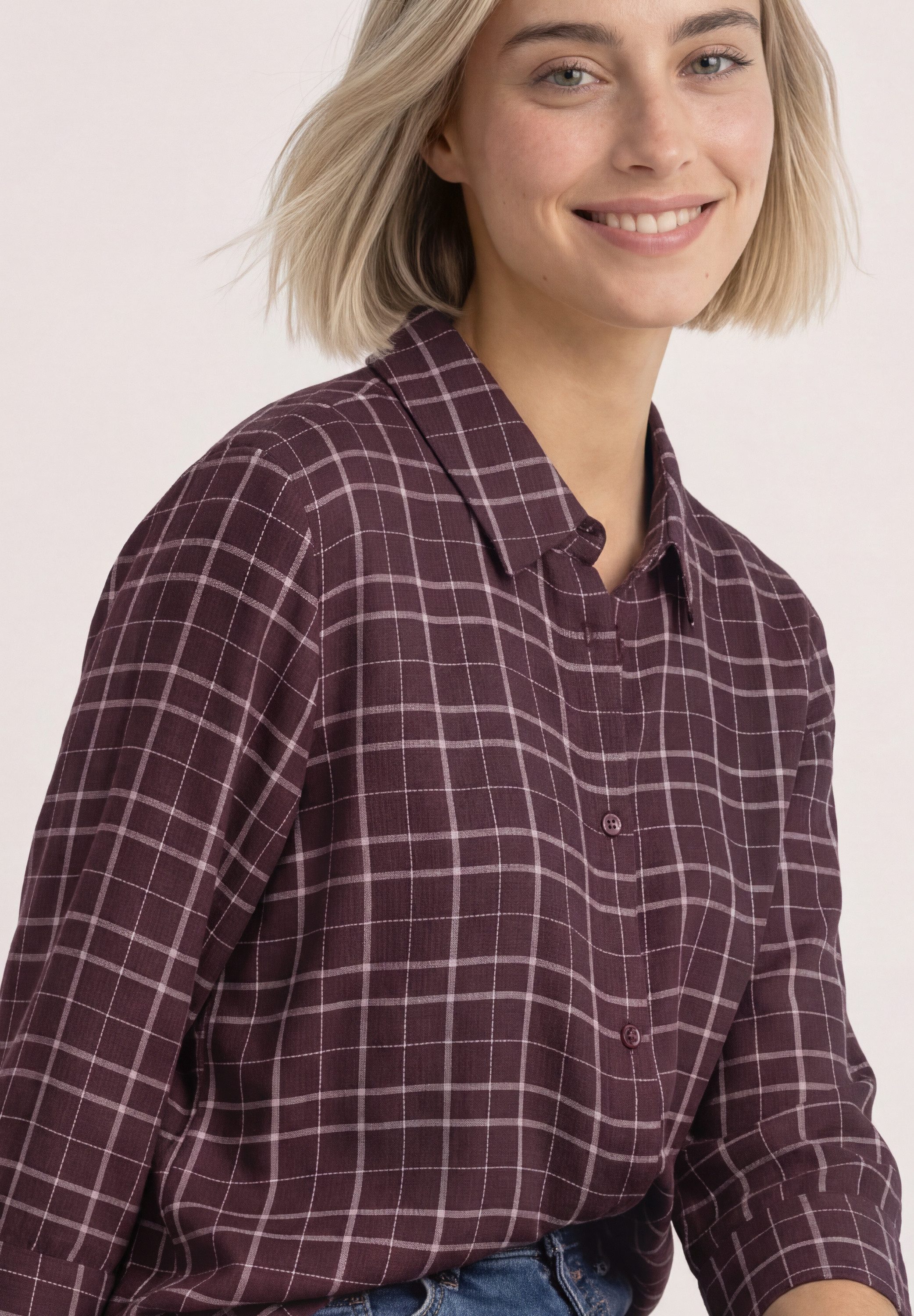 STREET ONE Druckbluse 3/4-Arm Hemdbluse / kariert