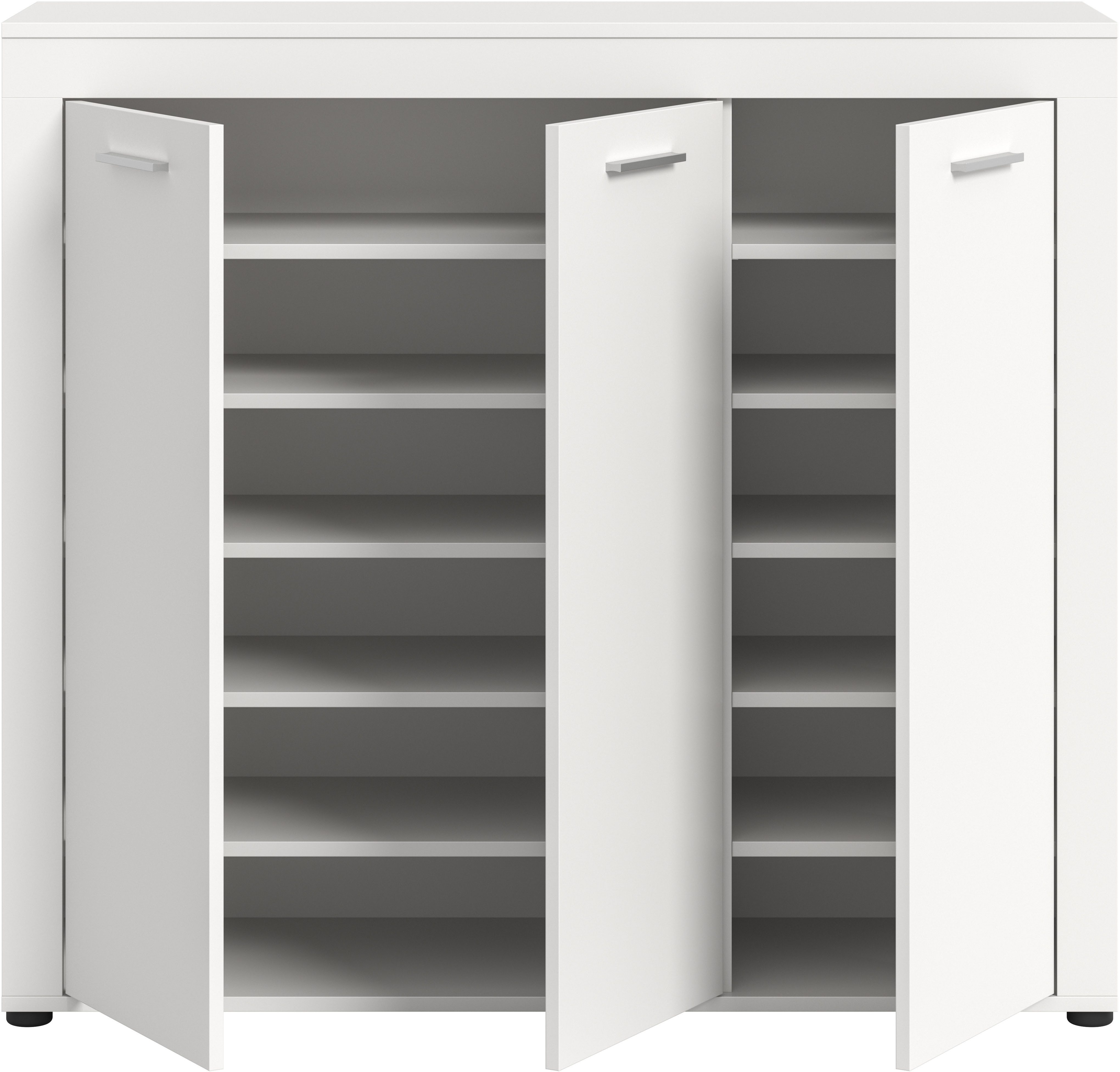 OTTO home Schuhschrank AOSTA, Höhe 108cm, 3 Türen, 10 Einlegeböden, 12 Fächer (in verschiedenen Farbausführungen erhältlich, individuell kombinierbar) Kommode,  – Bild 4 von 5