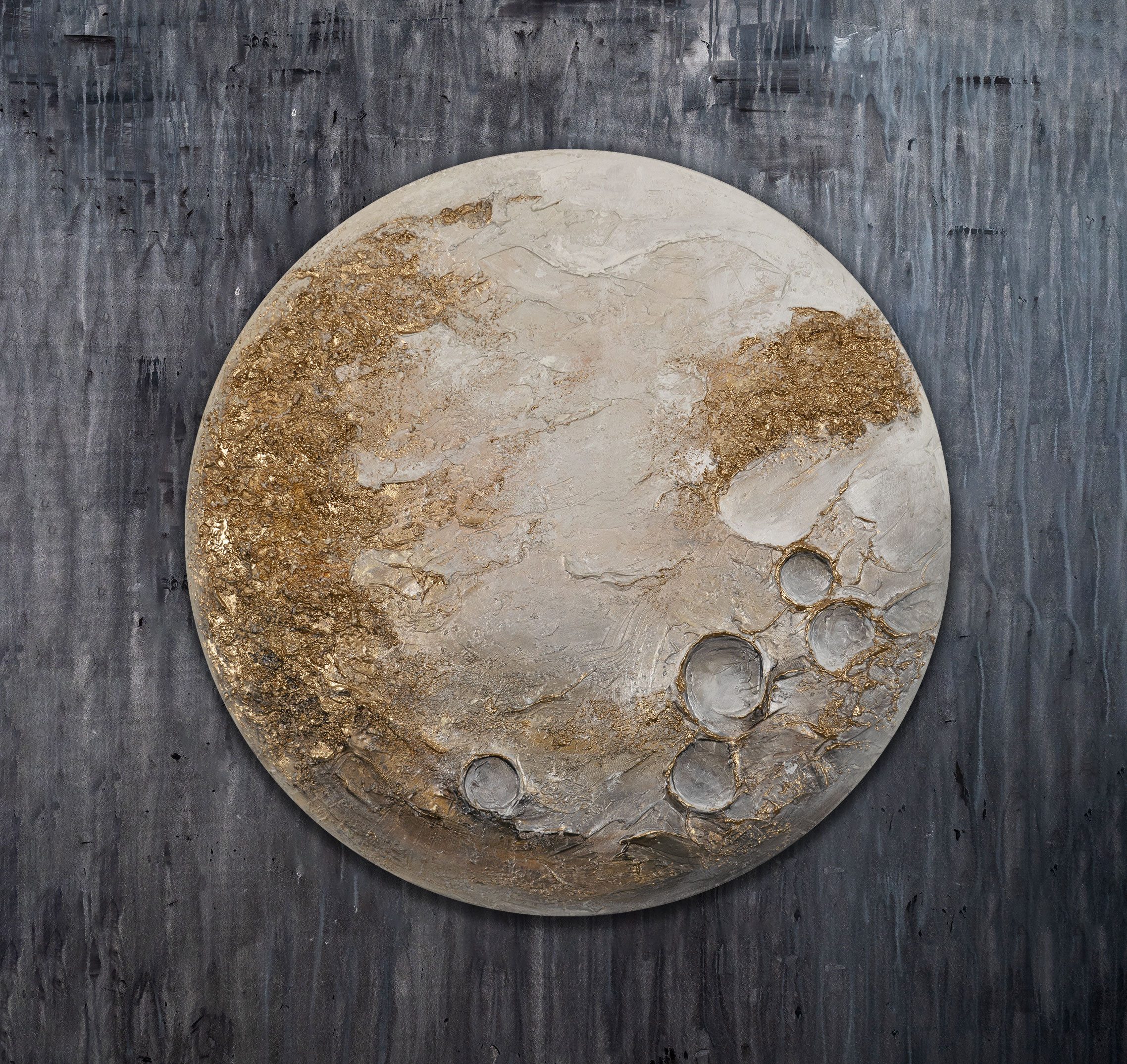 YS-Art Gemälde nachtleuchtendes rundes Leinwandbild eines Planeten, Fluoreszierenden Farbe, die das Wandbild zum leuchten bringen