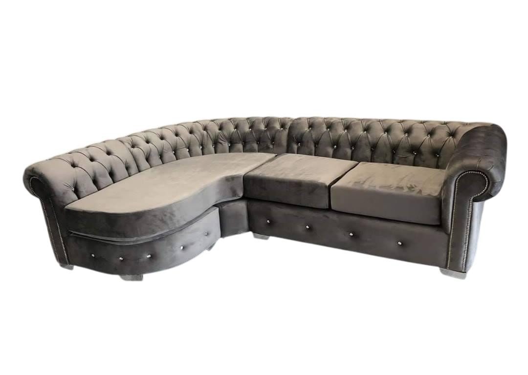 JVmoebel Chesterfield-Sofa Klassische Chesterfield Couch Eckgruppe Braun Polster Sitzgarnitur Neu, 2 Teile, Made in Europe