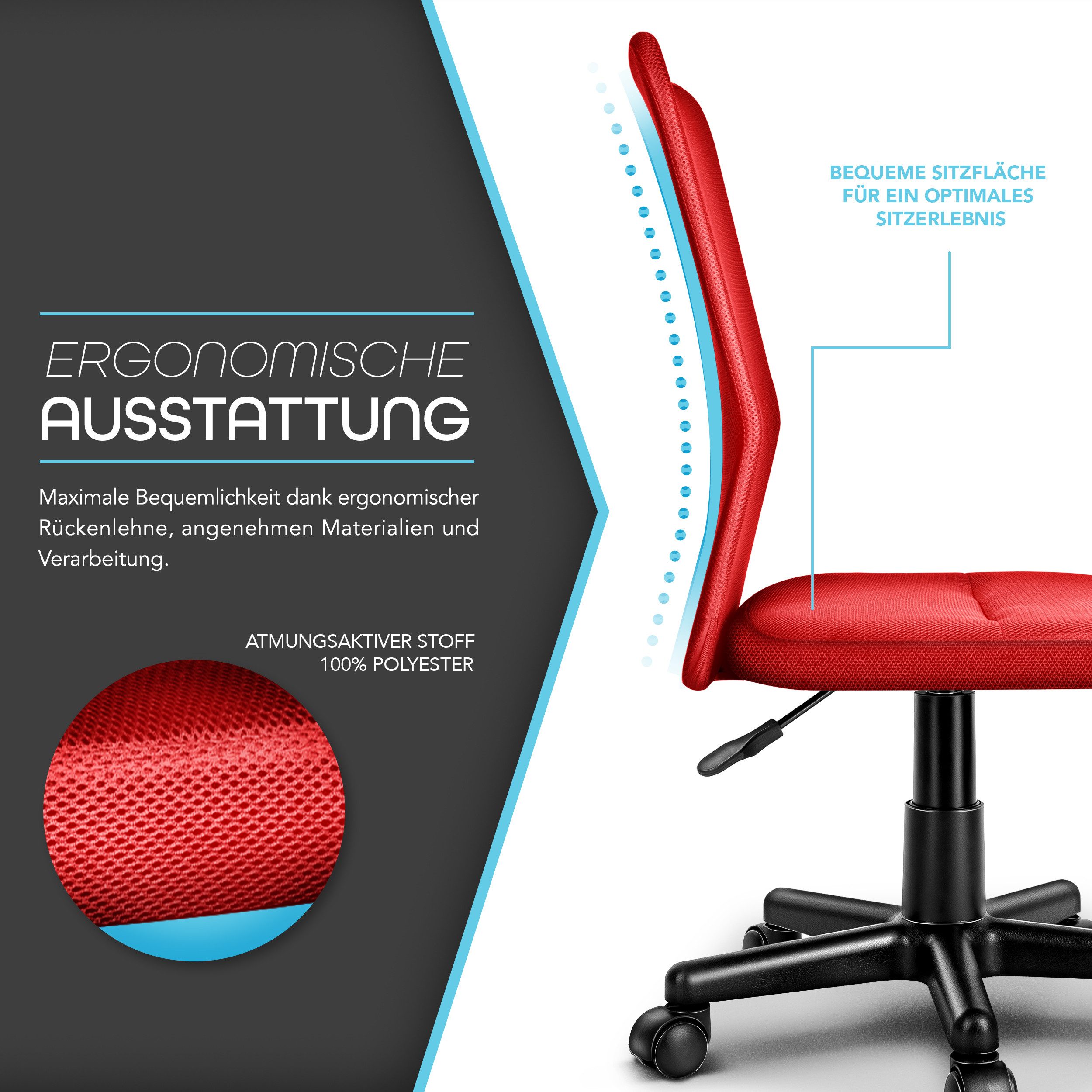 TRESKO Drehstuhl Bürostuhl Drehstuhl stufenlos höhenverstellbar, Schreibtischstuhl Lift SGS-geprüft – Bild 3 von 5