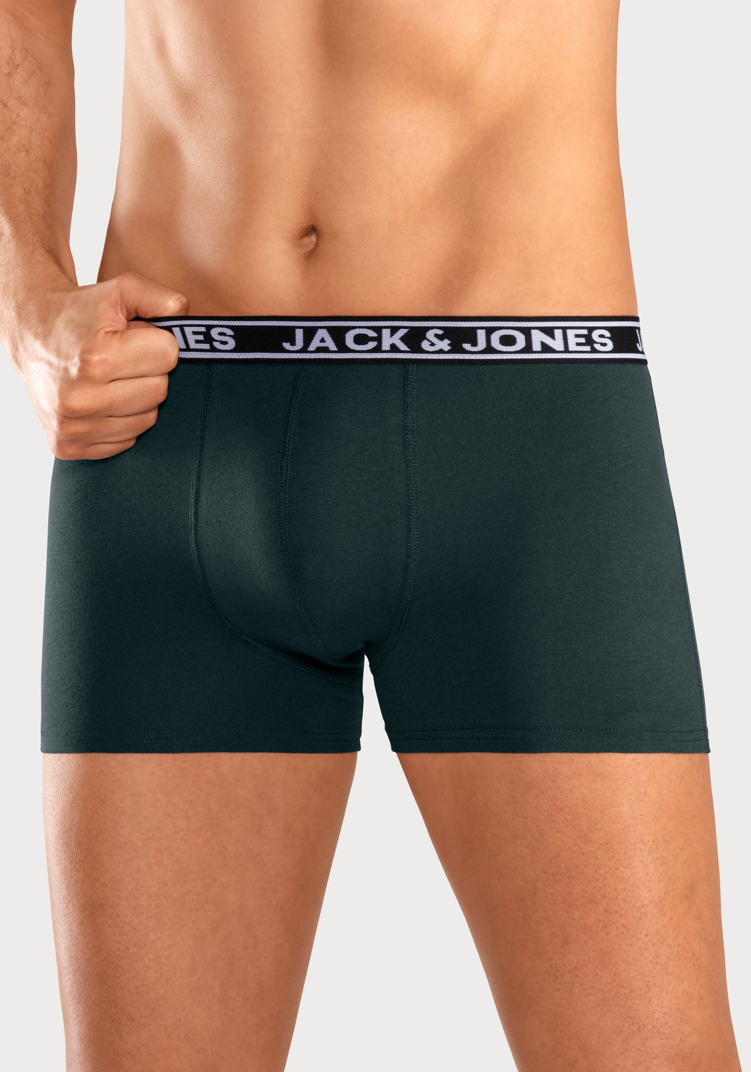 Jack & Jones Trunk JACCRISP im 6er Pack mit Logobund und Stretchkomfort (Packung, 6-St) unifarben mit Farbeinsatz, modisch, eng anliegend, Baumwollmischung