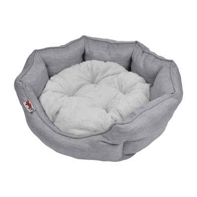 dynamic24 Hundematratze, Hundekorb 60cm Haustier Katzen Kissen Bett Hunde Kissen Hundebett Schlafplatz grau inklusive Plüschkissen