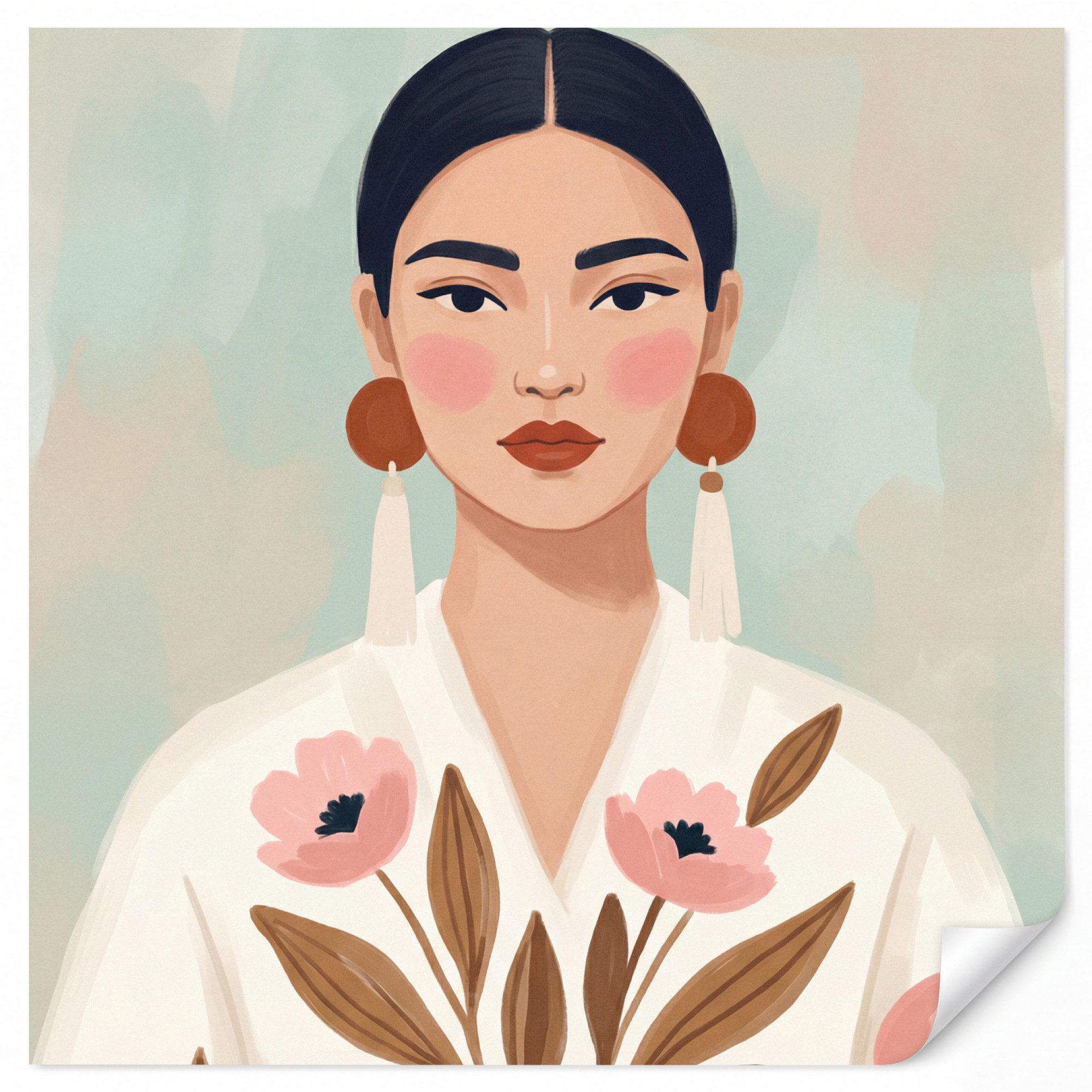 OnlyWow Fototapete Frau - Kimono - Pastell, Matt, bedruckt, Küche, Modern, Wanddekoration, Vinyl Tapete 220x200cm