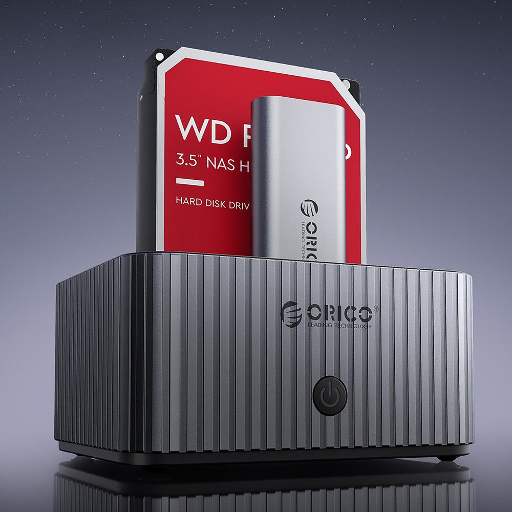ORICO Festplatten-Dockingstation Orico 2-Disk Dockingstation mit M.2 NVME 2,5"/3,5" HDD/2,5" SSD