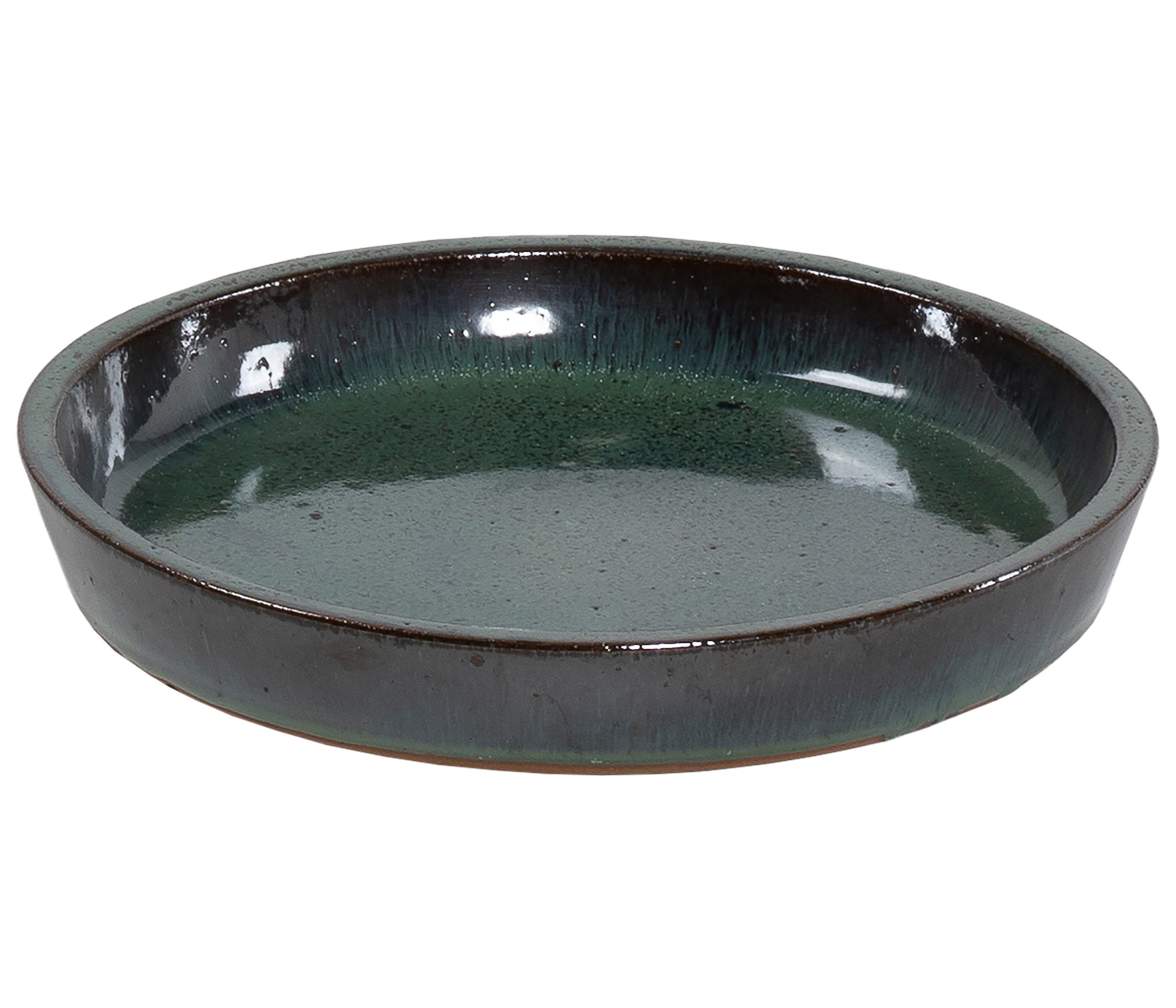 Dehner Blumentopf Untersetzer, Keramik, glasiert, grün günstig online kaufen