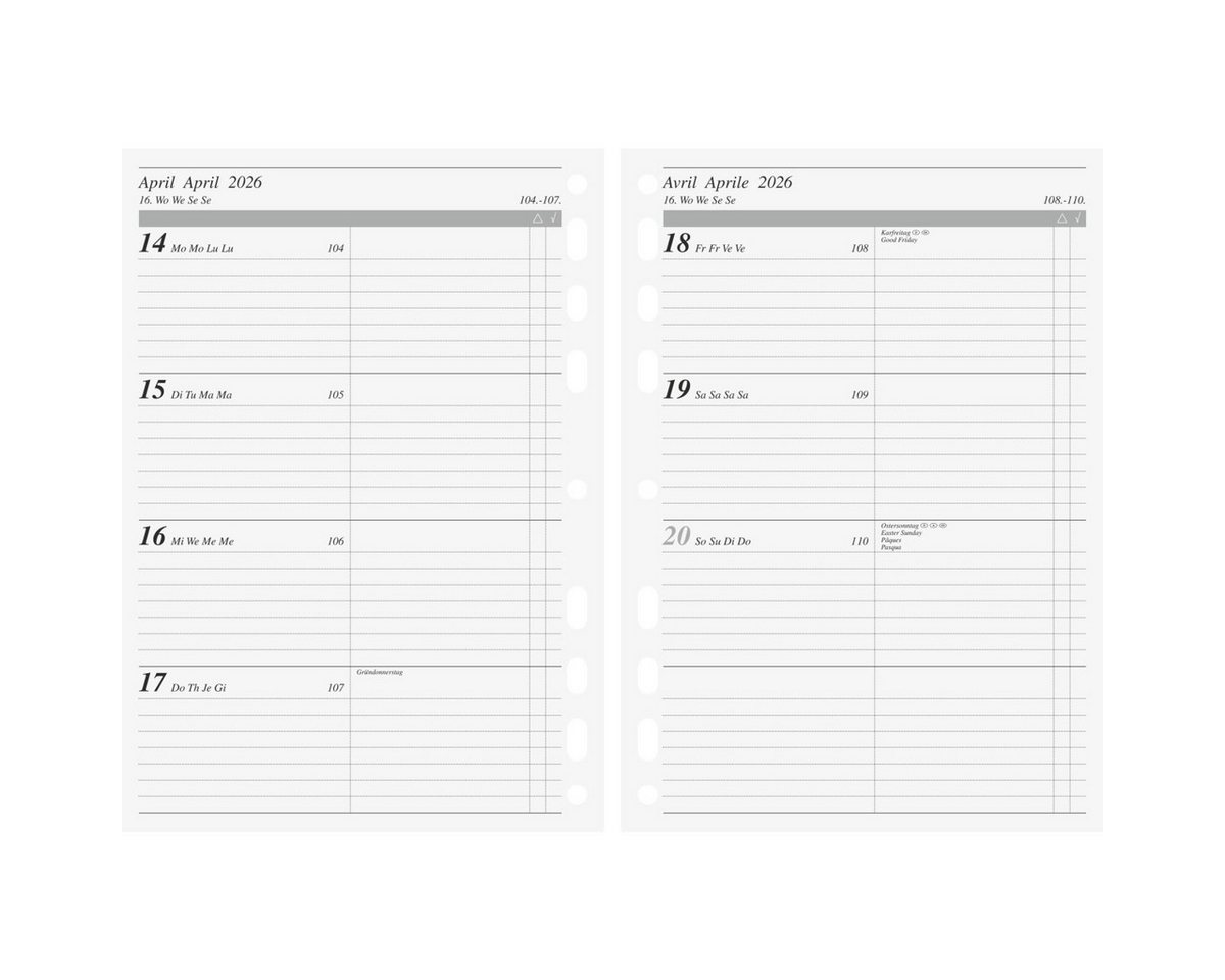 Thumbnail - rido ide Terminplaner Wochenkalendarium 1 Woche/2 Seiten 14,8x20,8cm A5 2026