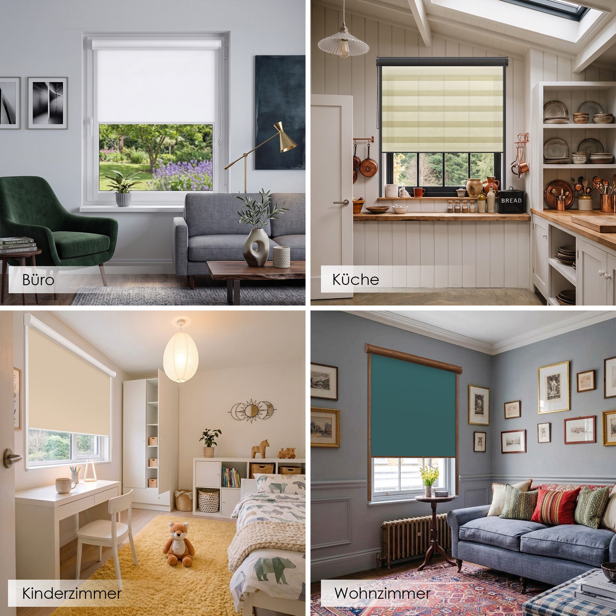 Rollo Premium Kassettenrollo mit Seitenschienen, Fensterrollo, DomDeco, blickdicht, ohne Bohren, durch Kleben oder Schrauben, Lichtdurchlässig, Rollo mit Seitenführung, Seitenzugrollo