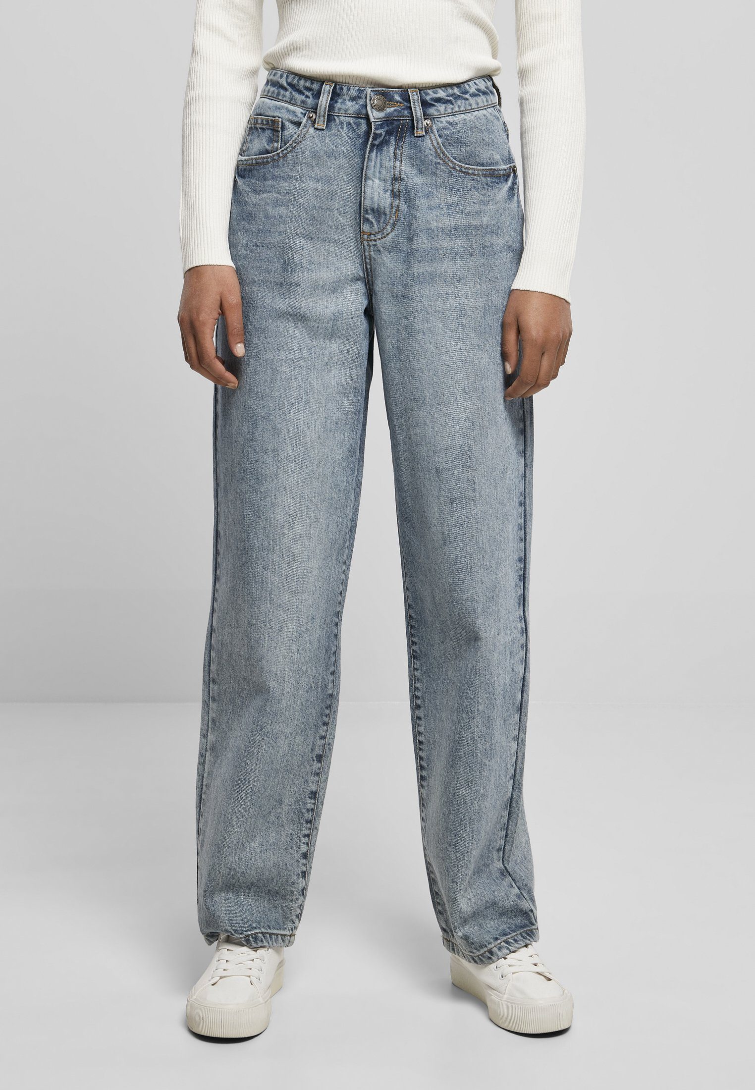 URBAN CLASSICS Bequeme Jeans Damen Ladies High Waist 90´S Wide Leg Denim Pants (1-tlg) tintedlightbluewashed