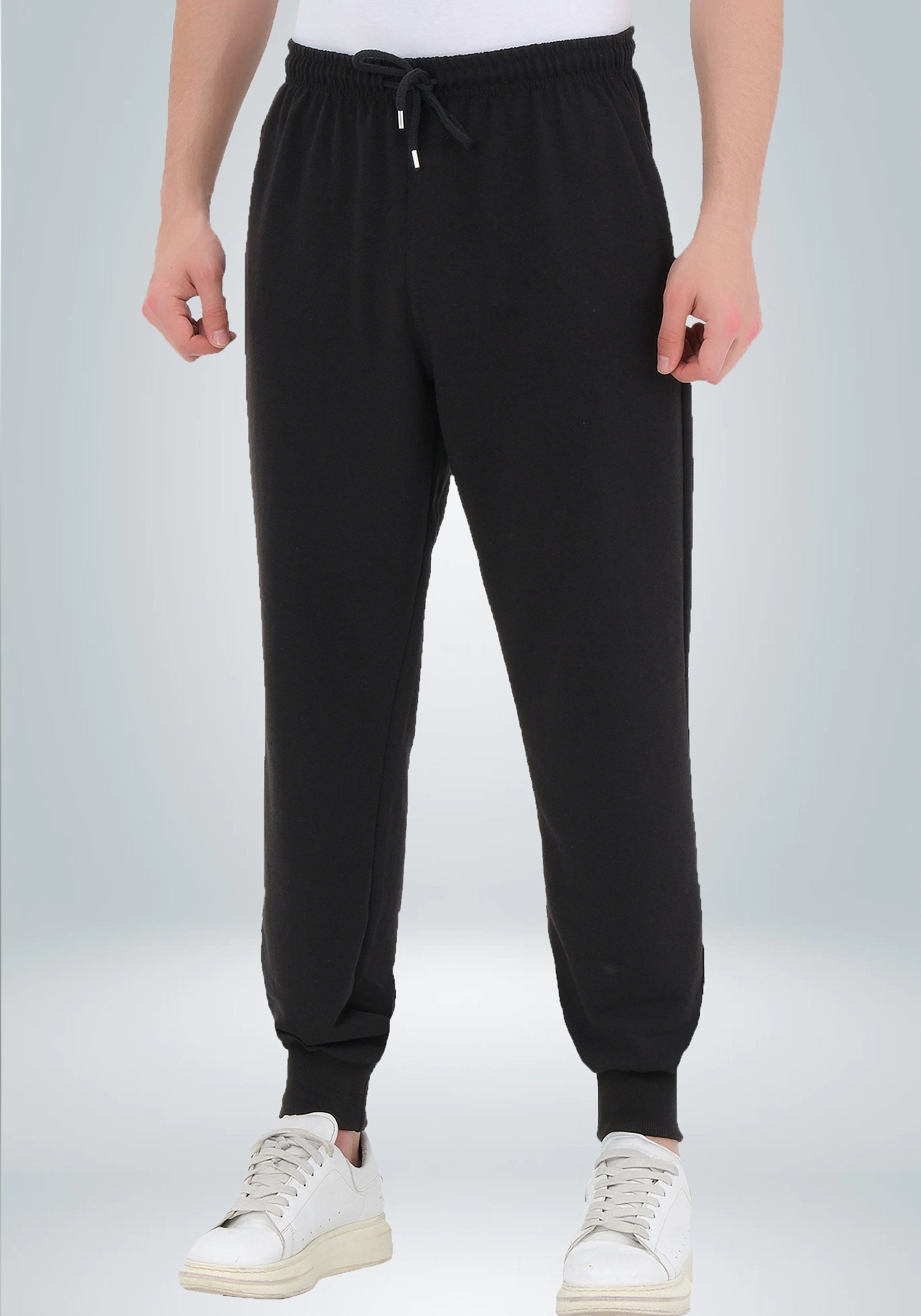 Trainingshose Schwarz/Bündchen Sweathose Bund Smith Schwarz, Solo Jogginghose & Sporthose elastischer (1-tlg) Herren