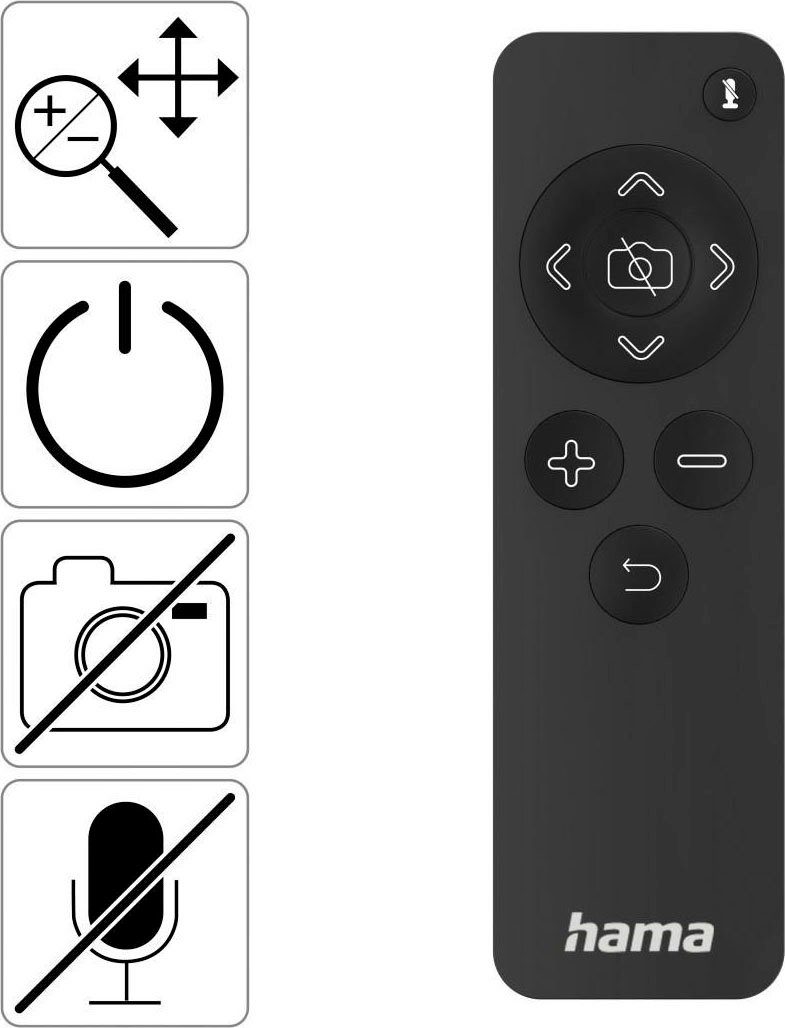 Hama Webcam mit Mikrofon, QHD, Licht (PC-Kamera USB, 2560p, Fernbedienung) Webcam (QHD)