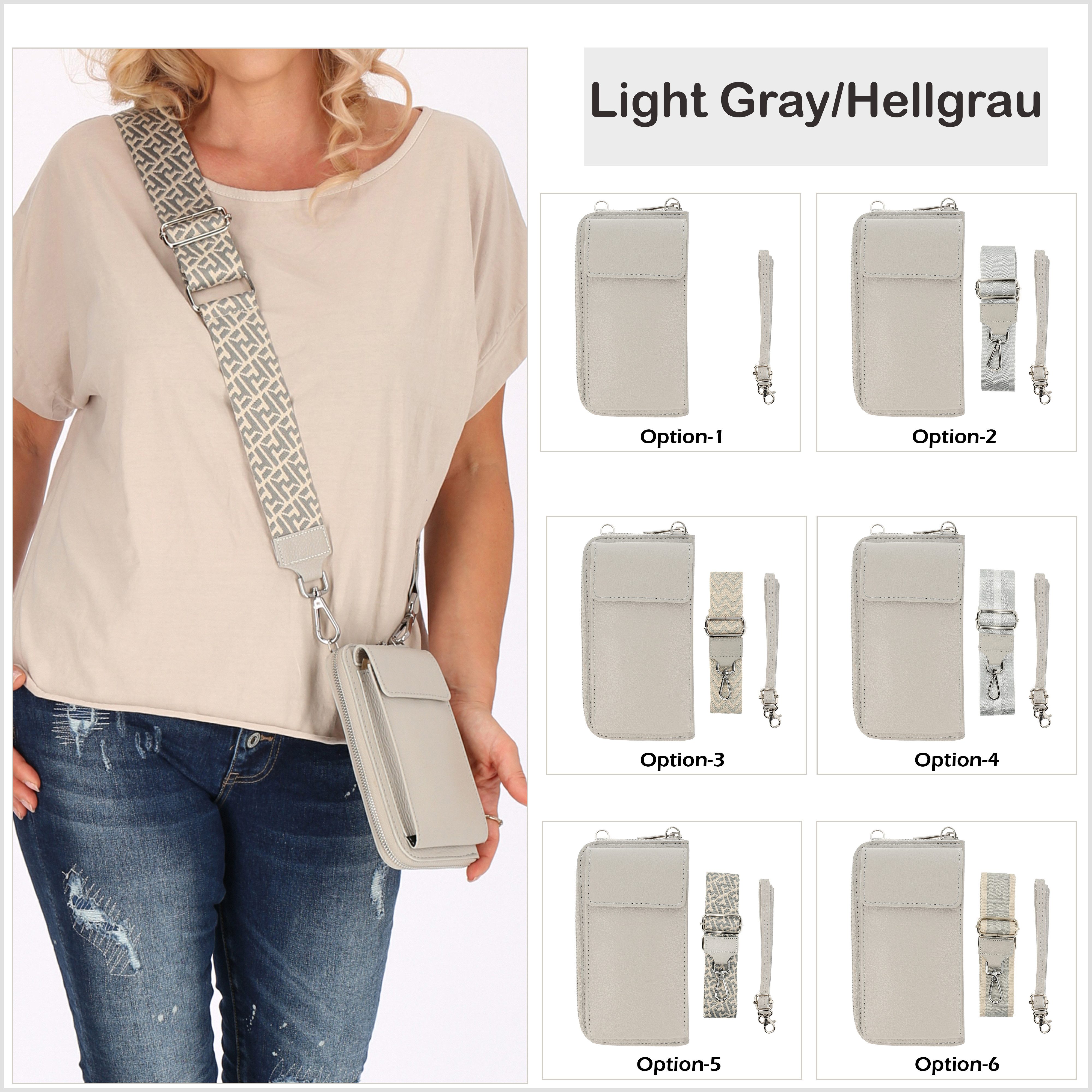 Handytasche mit Geldbörse zum Umhängen, Handytasche Leder, Umhängetasche Damen
