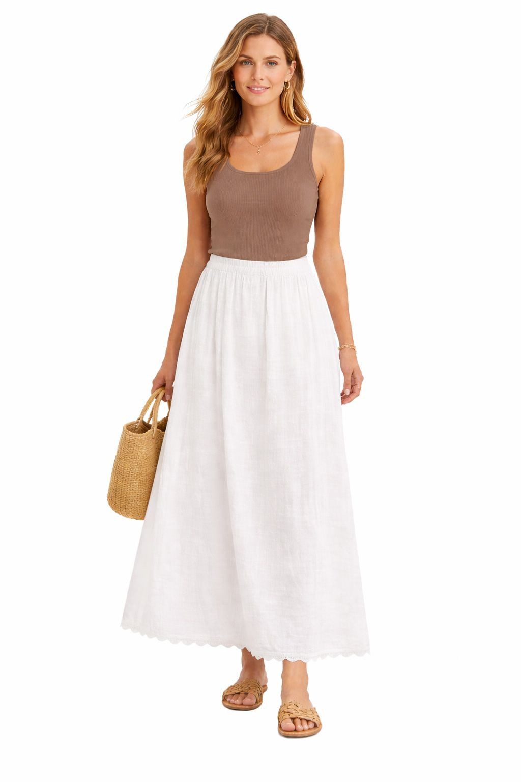 A-Linien-Rock VIMINDY HW SCALLOP MIDI SKIRT