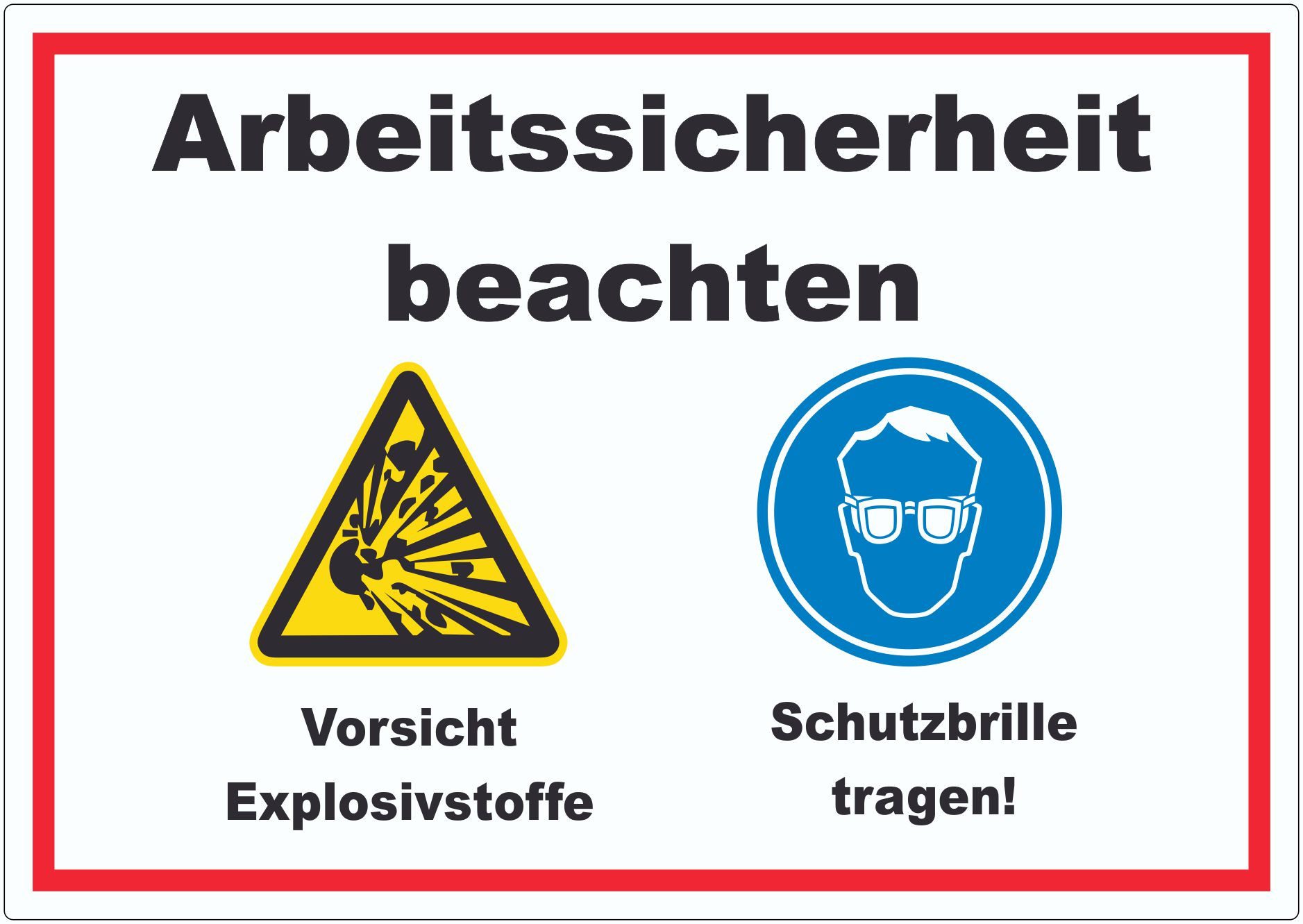 HB-Druck Aufkleber Arbeitssicherheit Explosionsstoffe Schutzbrille Aufkleber, wetterfest, UV-beständig, kratzfest