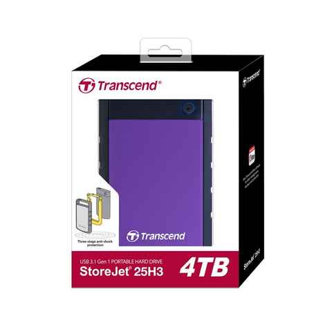 Transcend HDD externe Festplatte StoreJet 25H3 2,5 Zoll 4TB USB 3.1 purple externe HDD-Festplatte