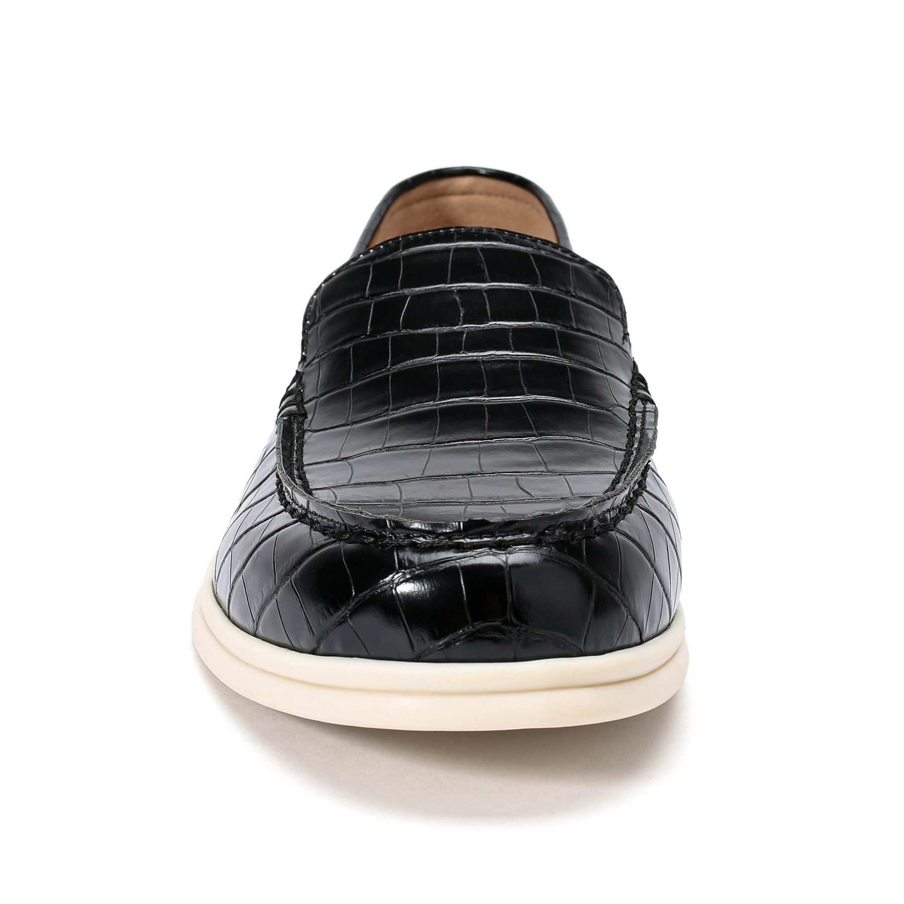 Allthemen Loafer Herren Loafers mit Kroko-Optik Bequeme Slipper für Freizeit & Business