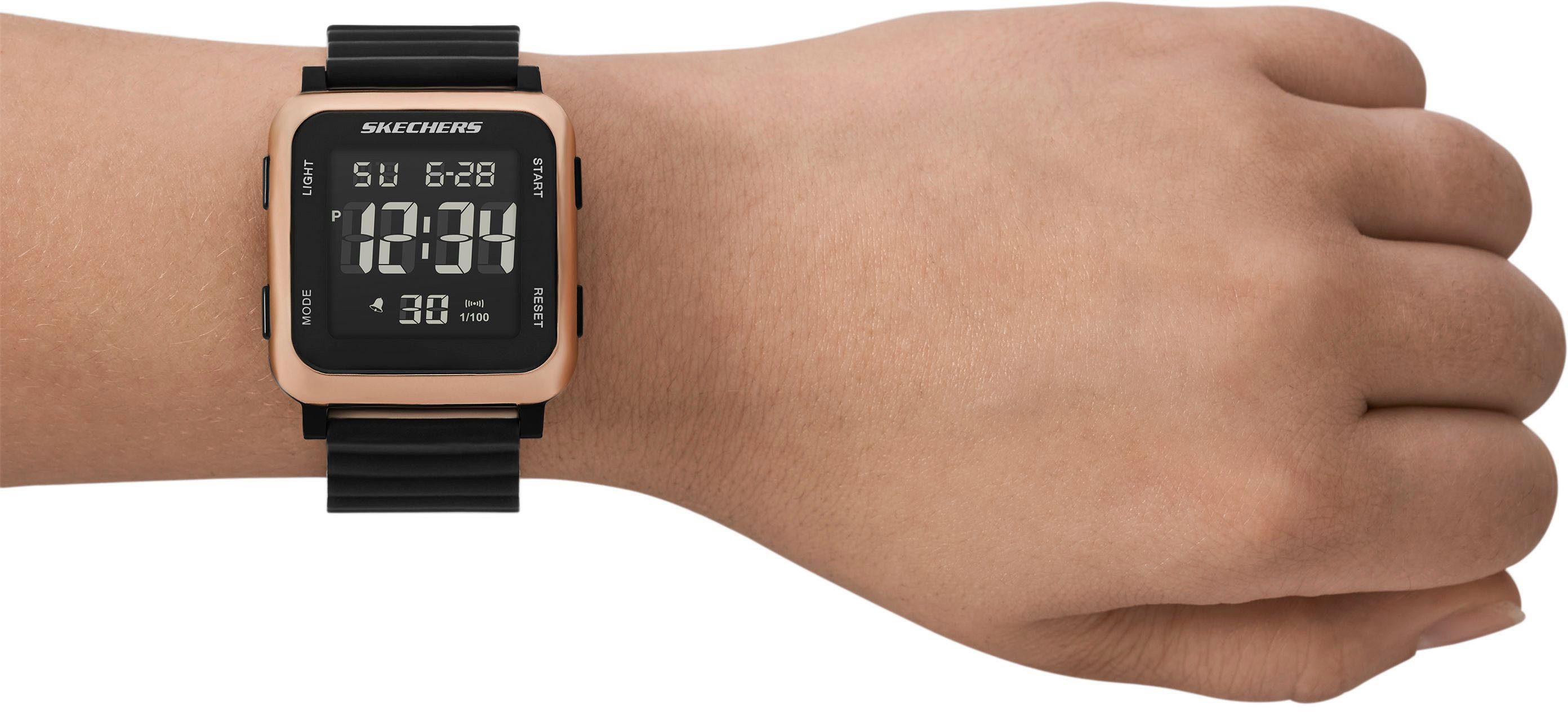 Skechers Chronograph BECKWORTH SR6311, Quarzuhr, Armbanduhr, Damenuhr, Silikonarmband, digital, Stoppfunktion
