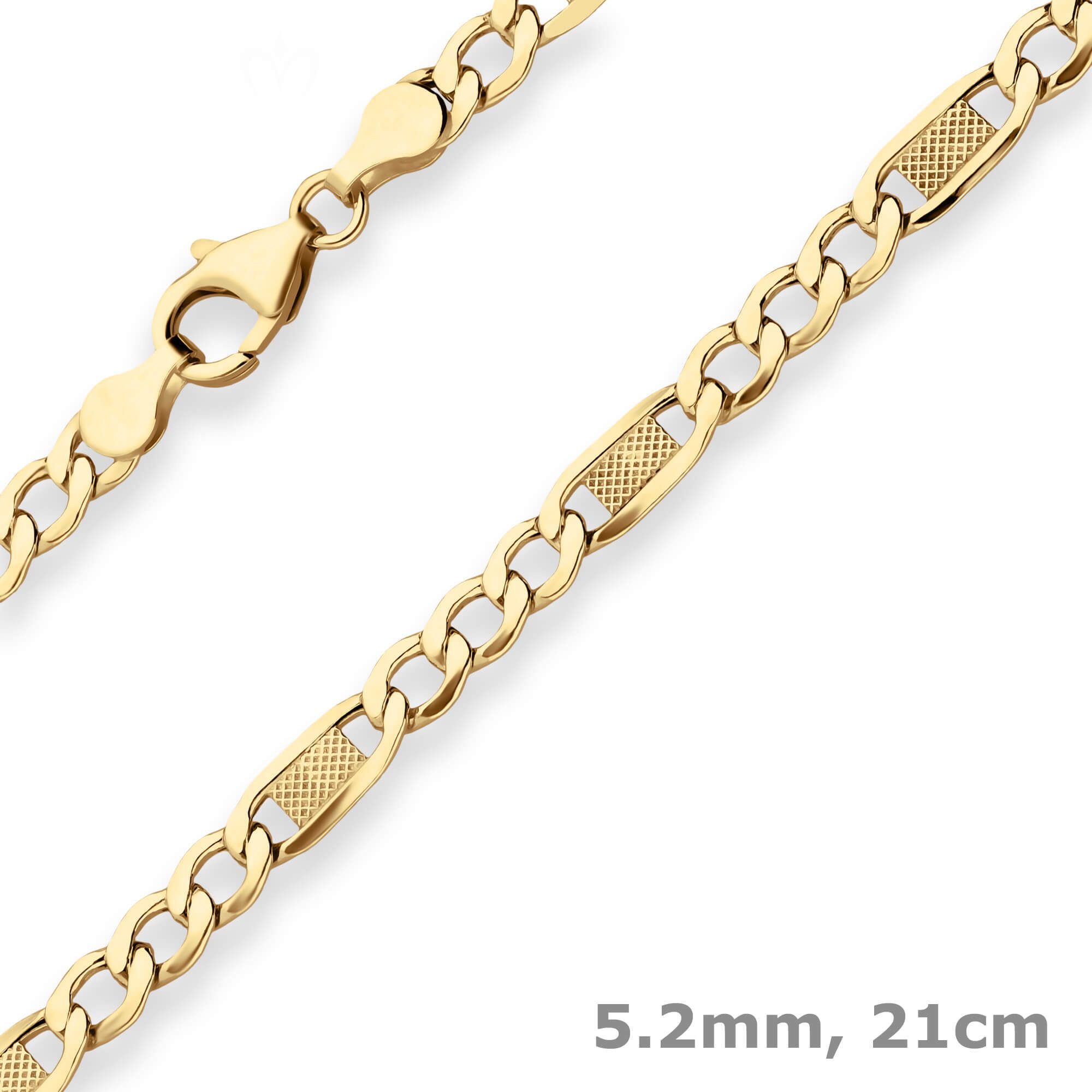 Schmuck Krone Goldarmband 5,2mm Armband Fantasiekette hohl aus 333 Gelbgold 21cm, Gold 333