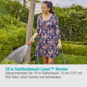 GARDENA Gartenschlauch Textilschlauch Liano™ Xtreme 1/2, 10m, robust, inkl. Bewässerungsbrause